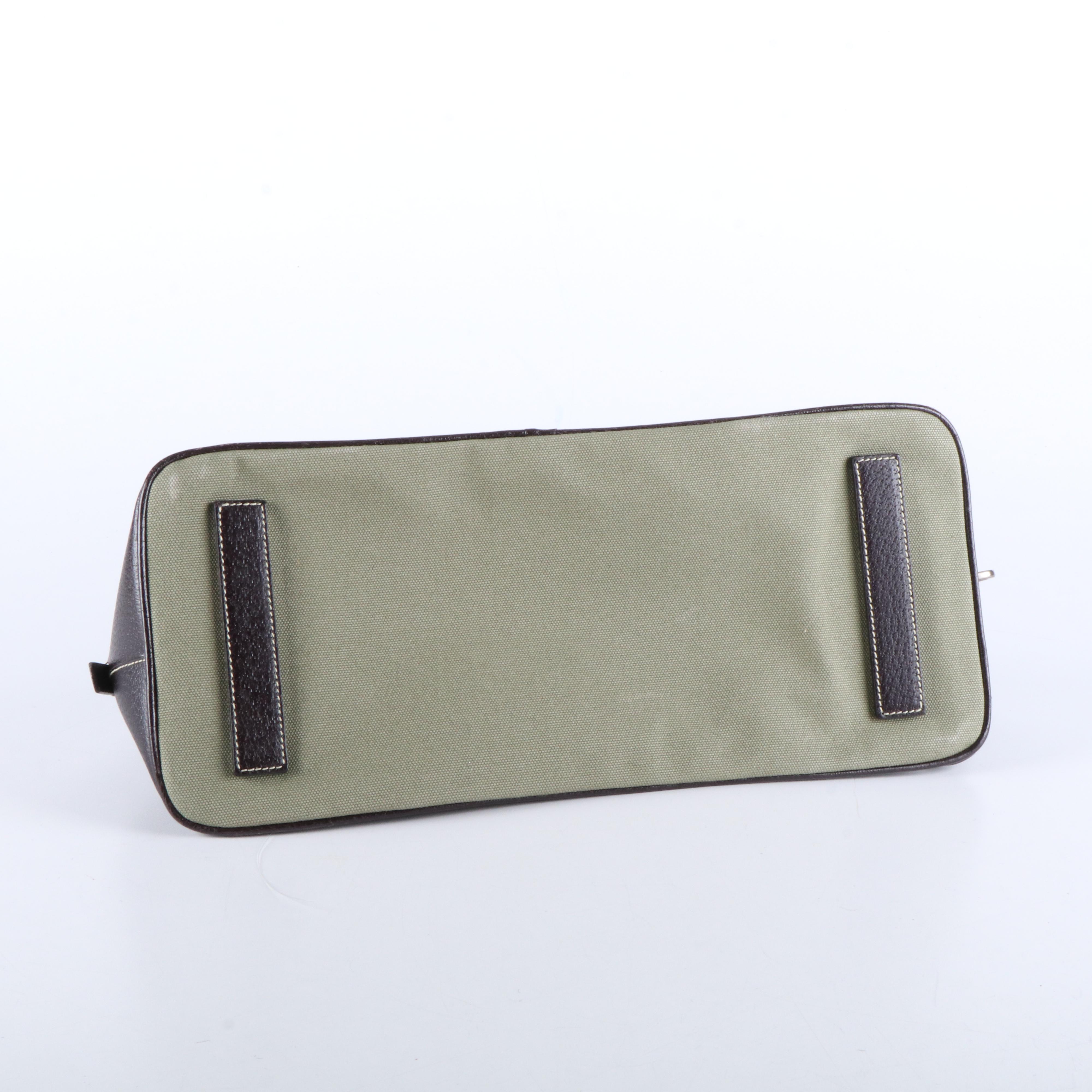 Prada Promenade Handbag in Green Canvas and Leather