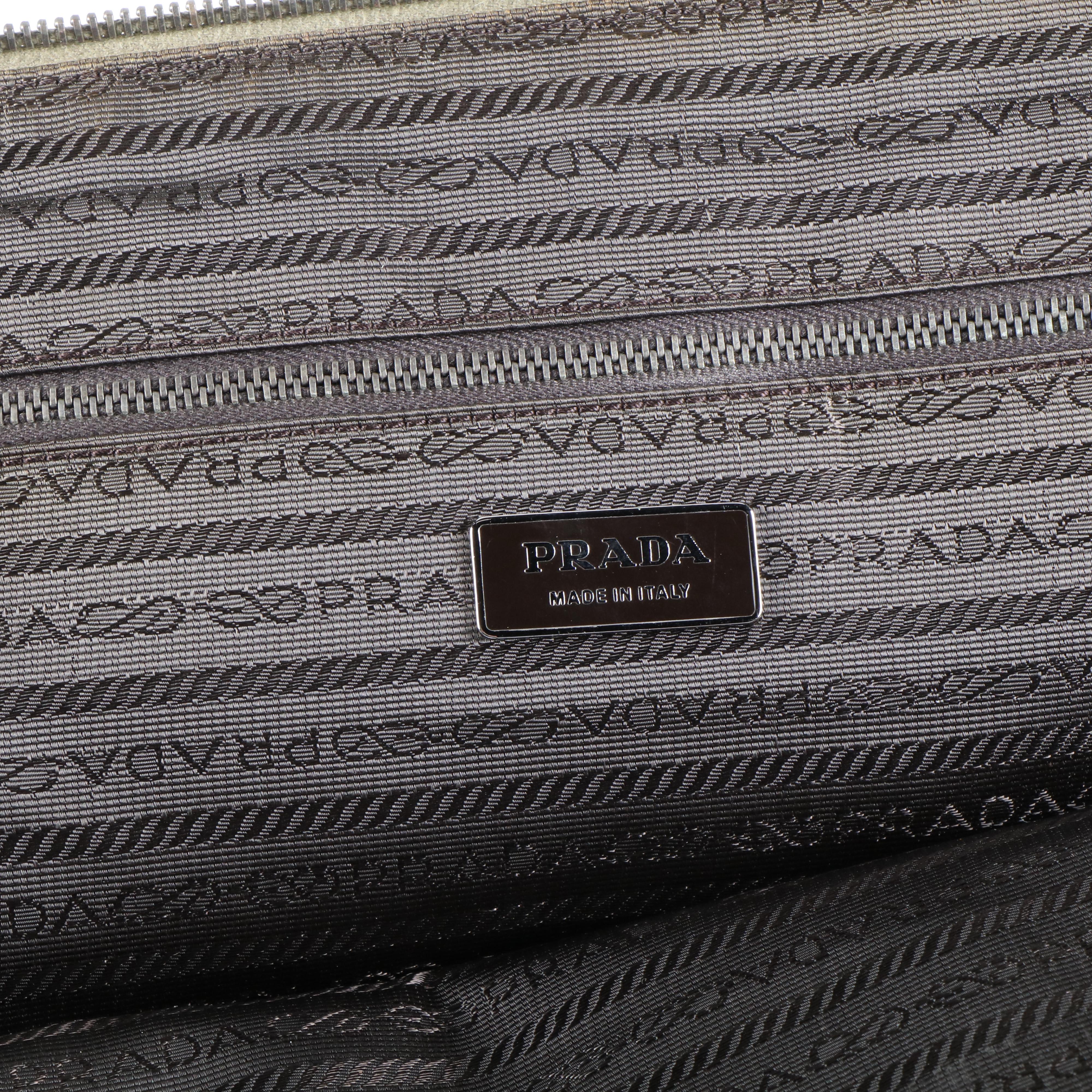 Prada Promenade Handbag in Green Canvas and Leather