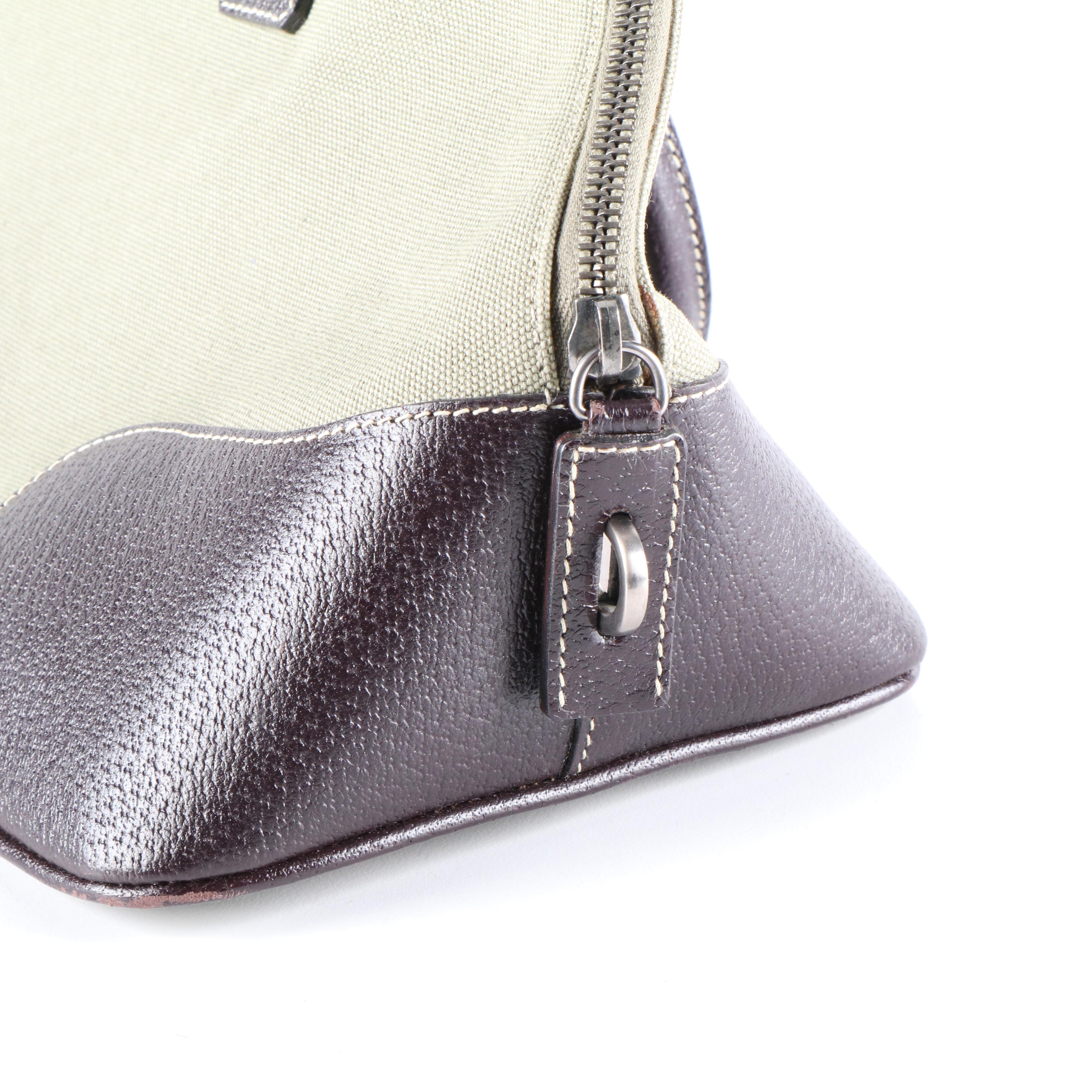 Prada Promenade Handbag in Green Canvas and Leather