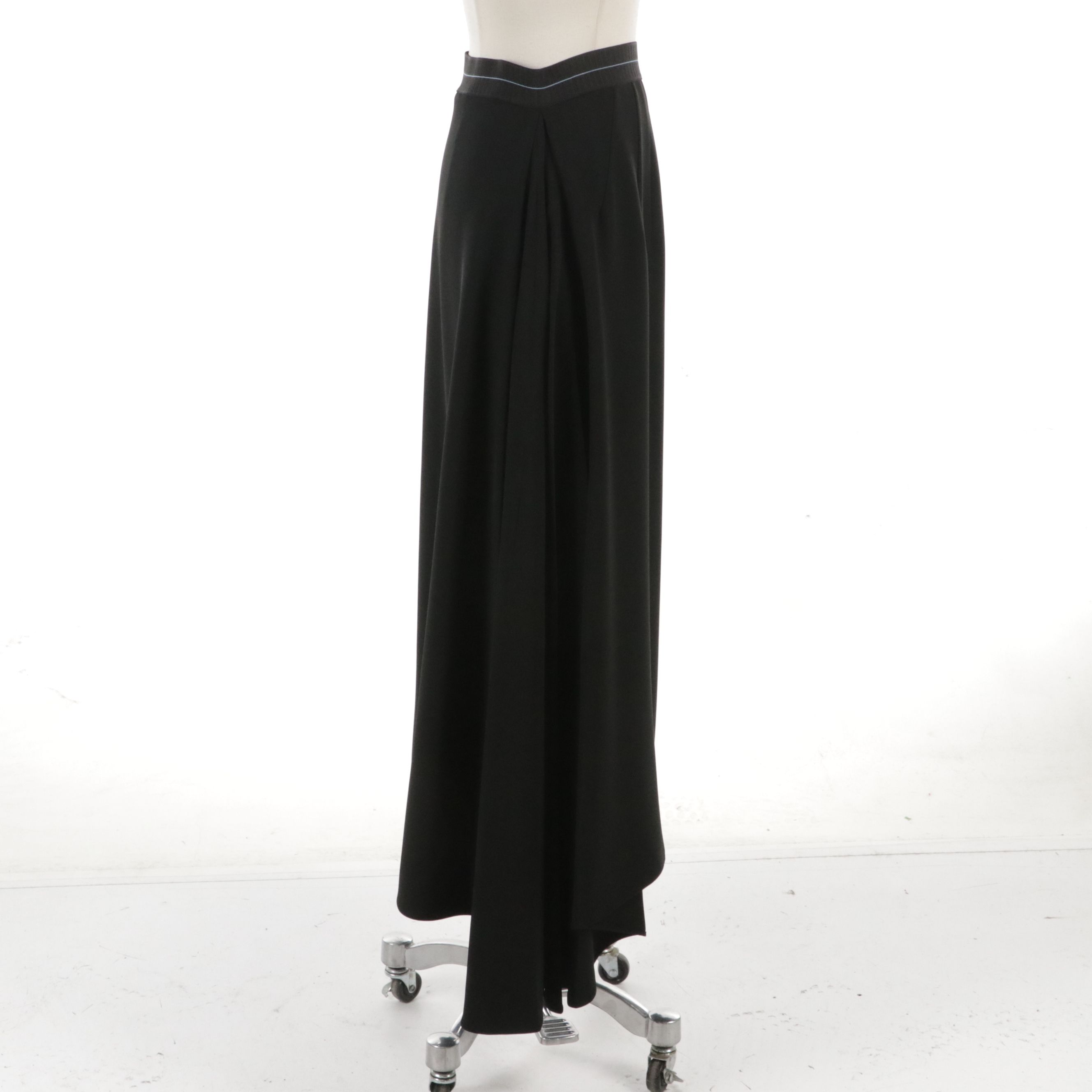 Prada Logo Black Long Skirt with Elastic Waistband