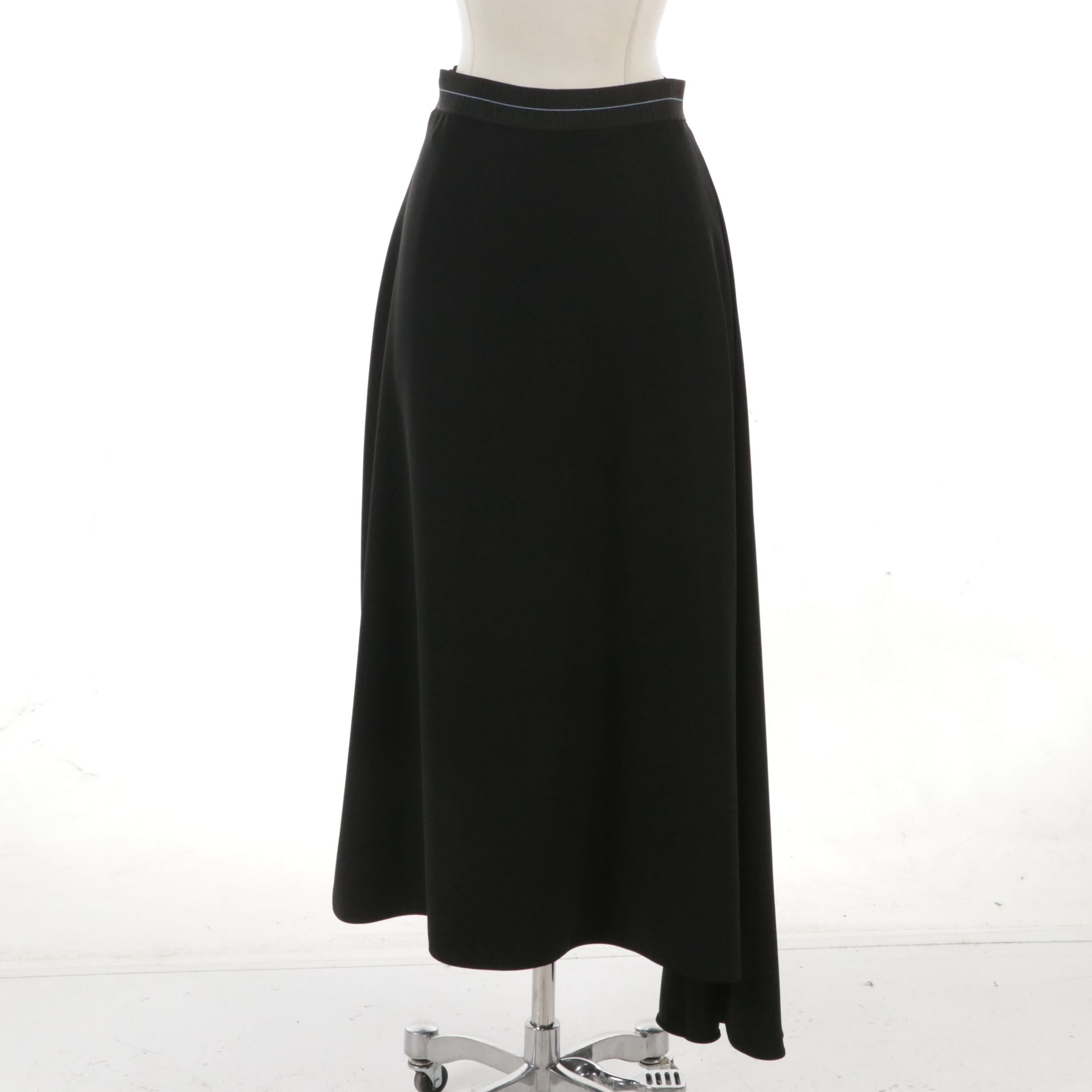 Prada Logo Black Long Skirt with Elastic Waistband