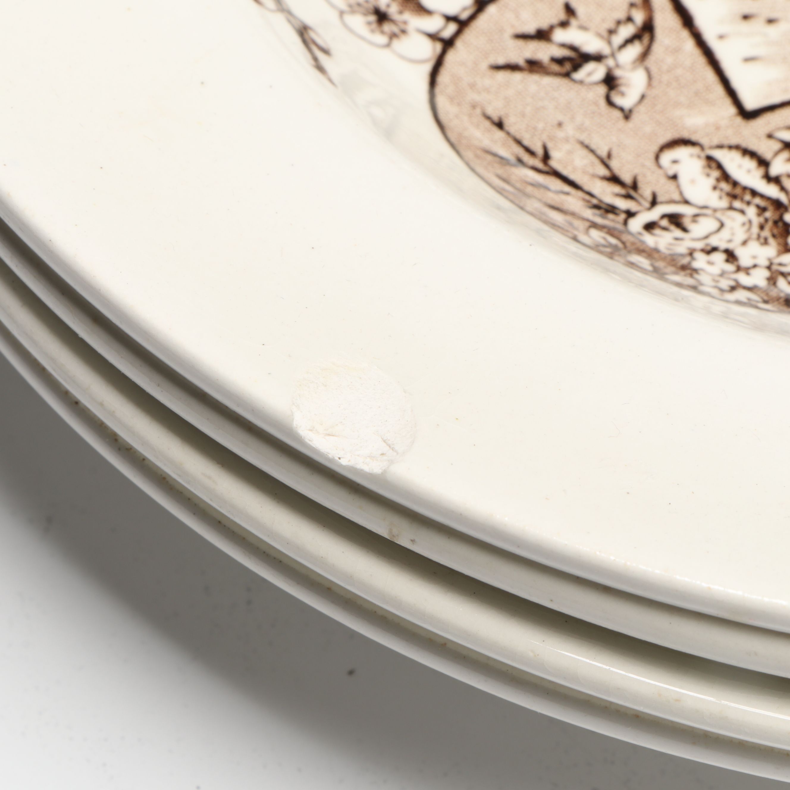 English Aesthetic Movement Transferware Plates and Serveware, Late 19th Century