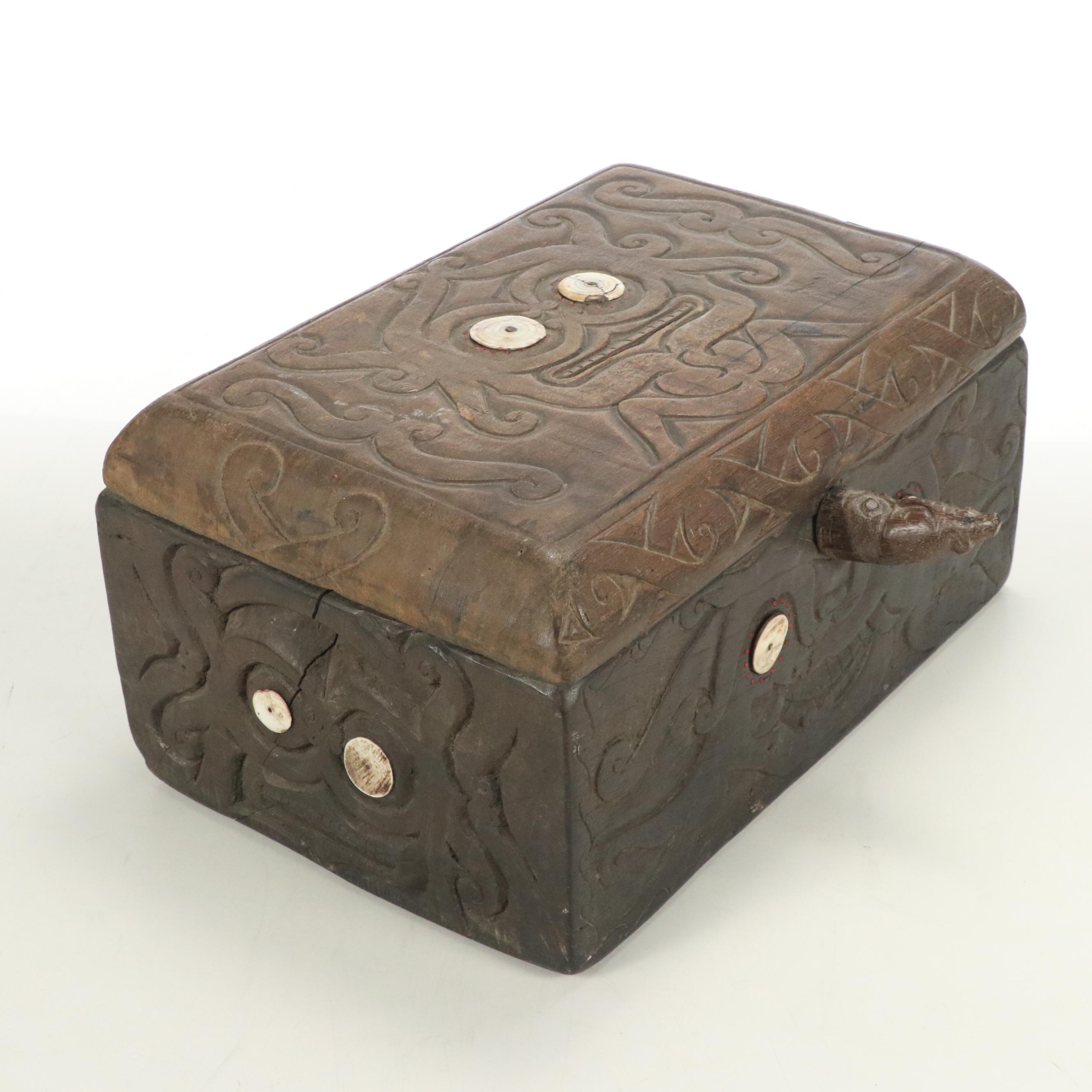 Southeast Asian or Oceanic Indigenous Hand-Carved Wood Chest