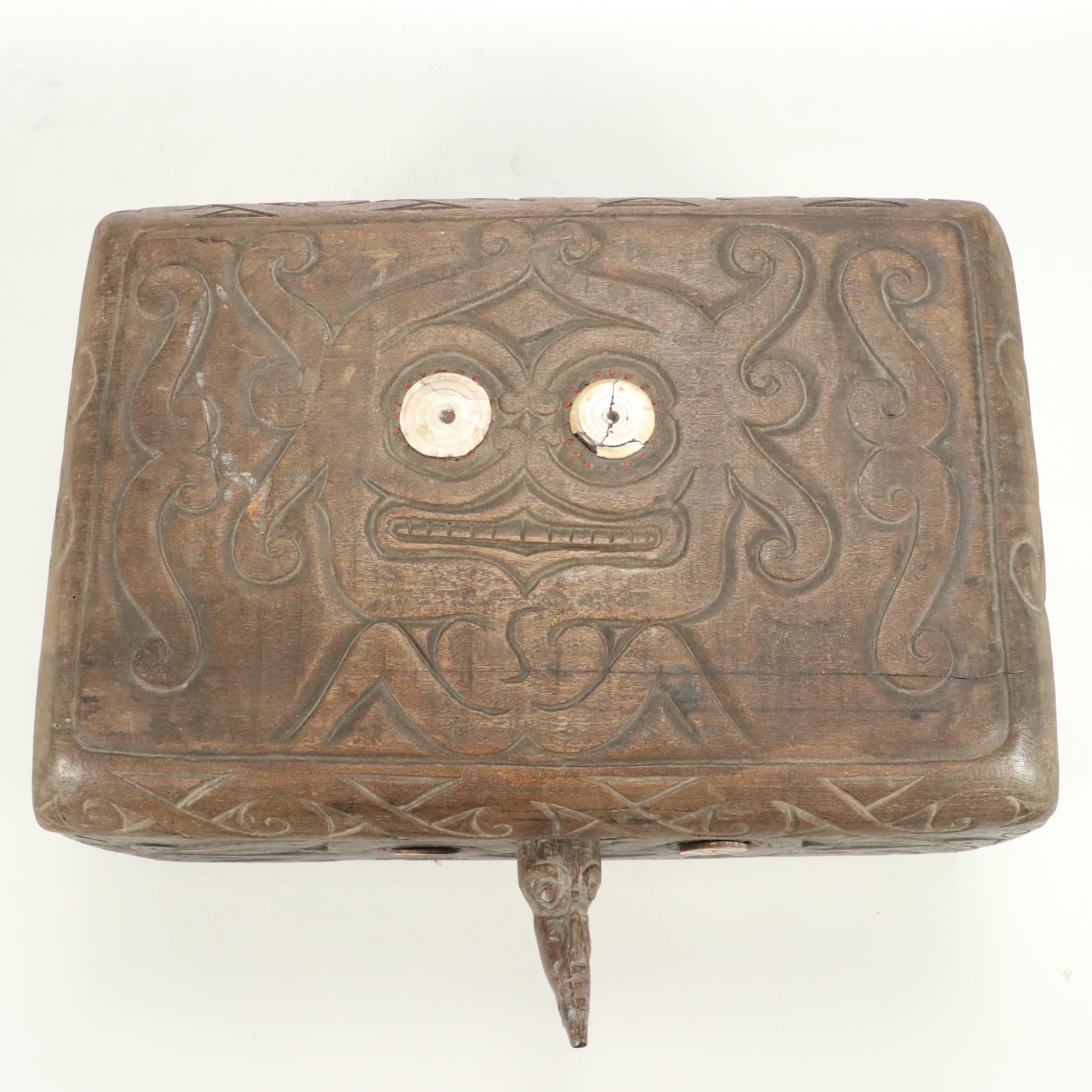 Southeast Asian or Oceanic Indigenous Hand-Carved Wood Chest