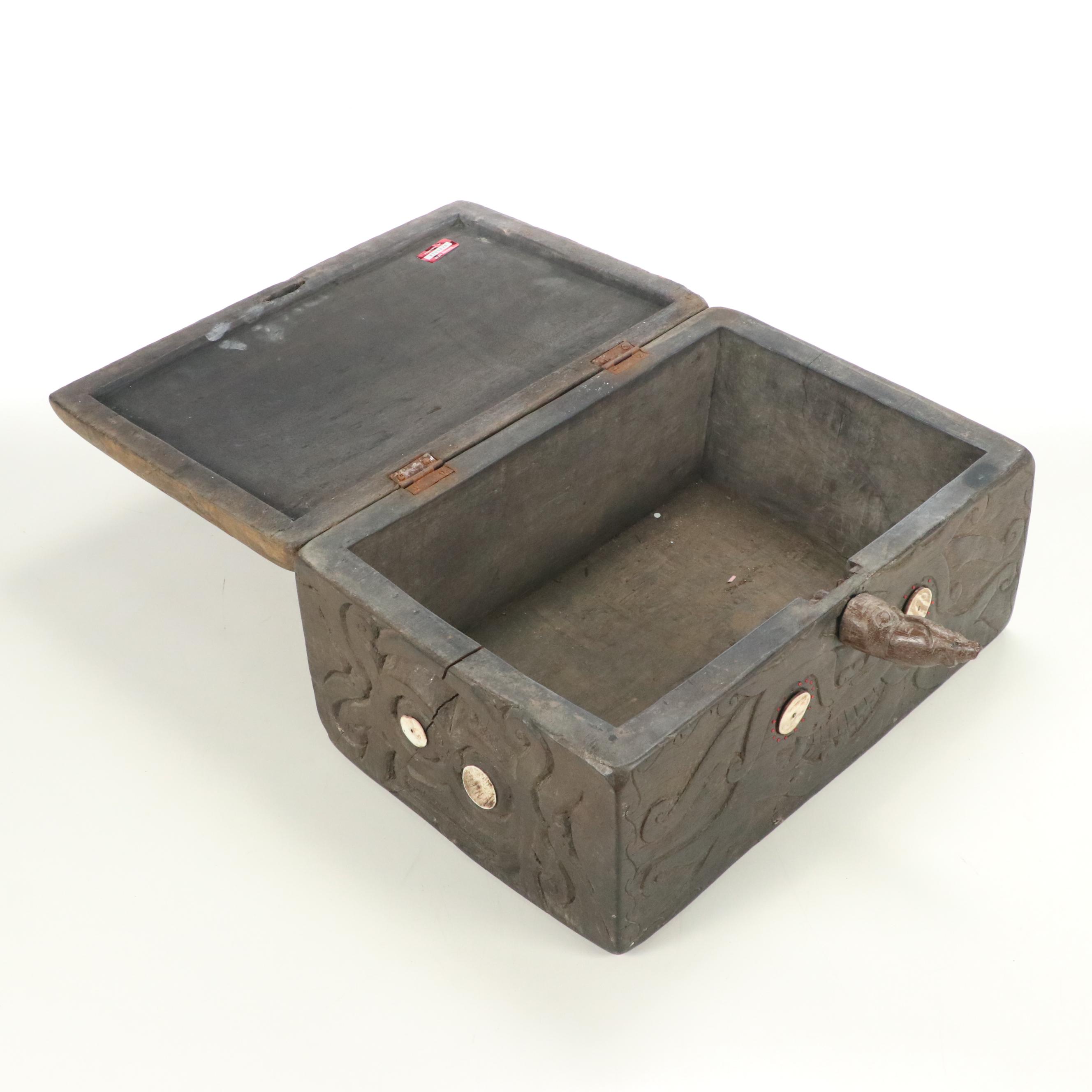Southeast Asian or Oceanic Indigenous Hand-Carved Wood Chest