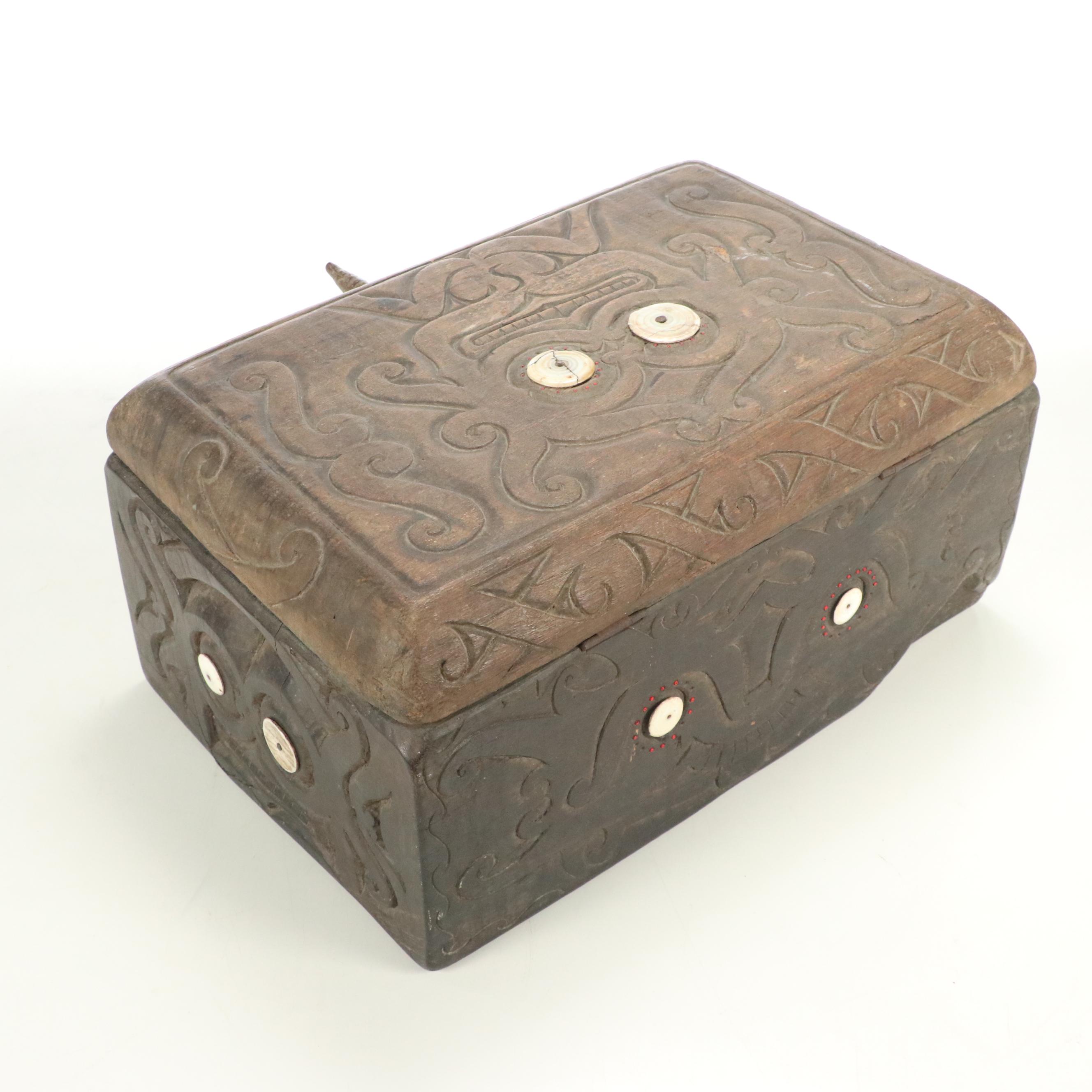 Southeast Asian or Oceanic Indigenous Hand-Carved Wood Chest