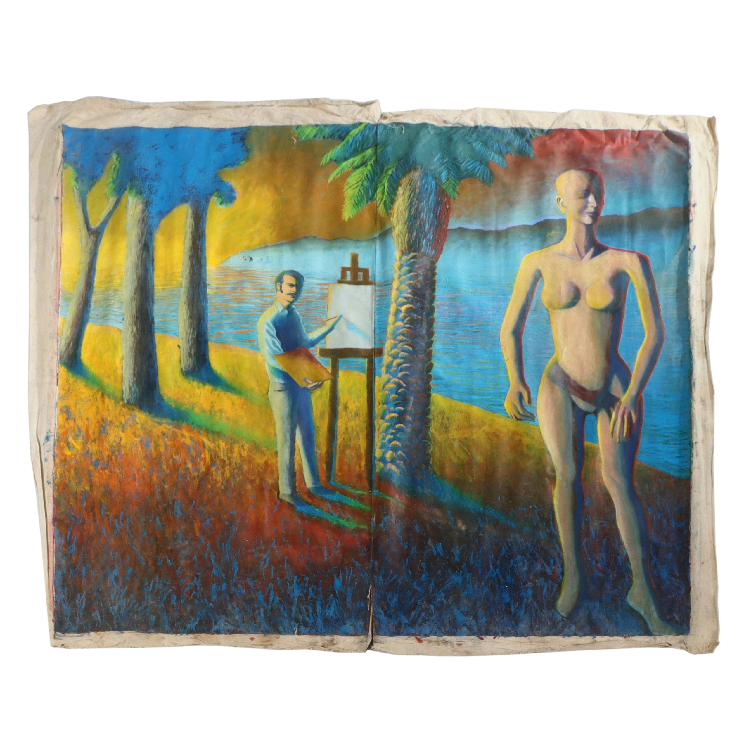 Howard Storm Monumental Acrylic Painting "Manakin & Artist"