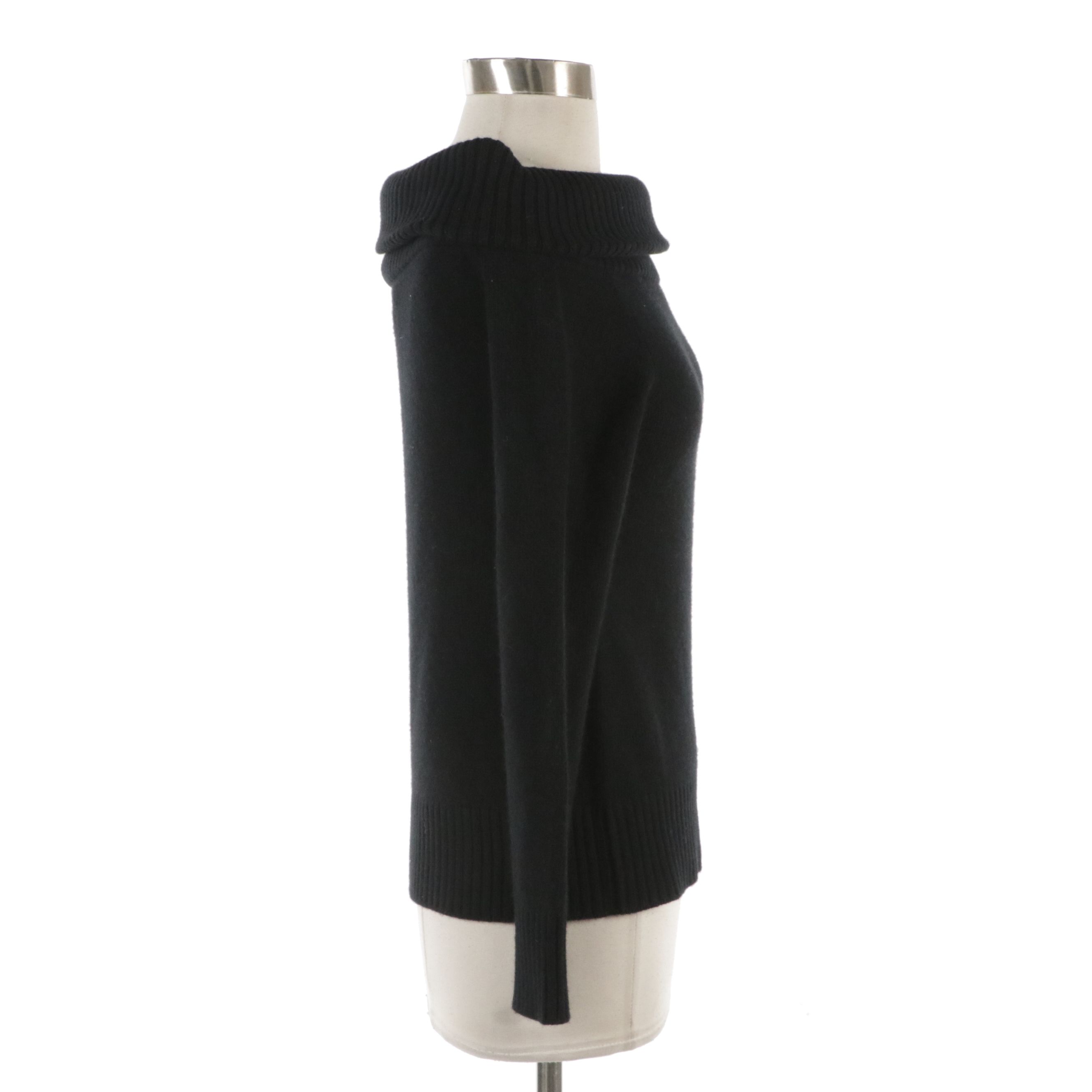 Prada Black Ribbed Wool and Cashmere-Blend Cowl Neck Sweater