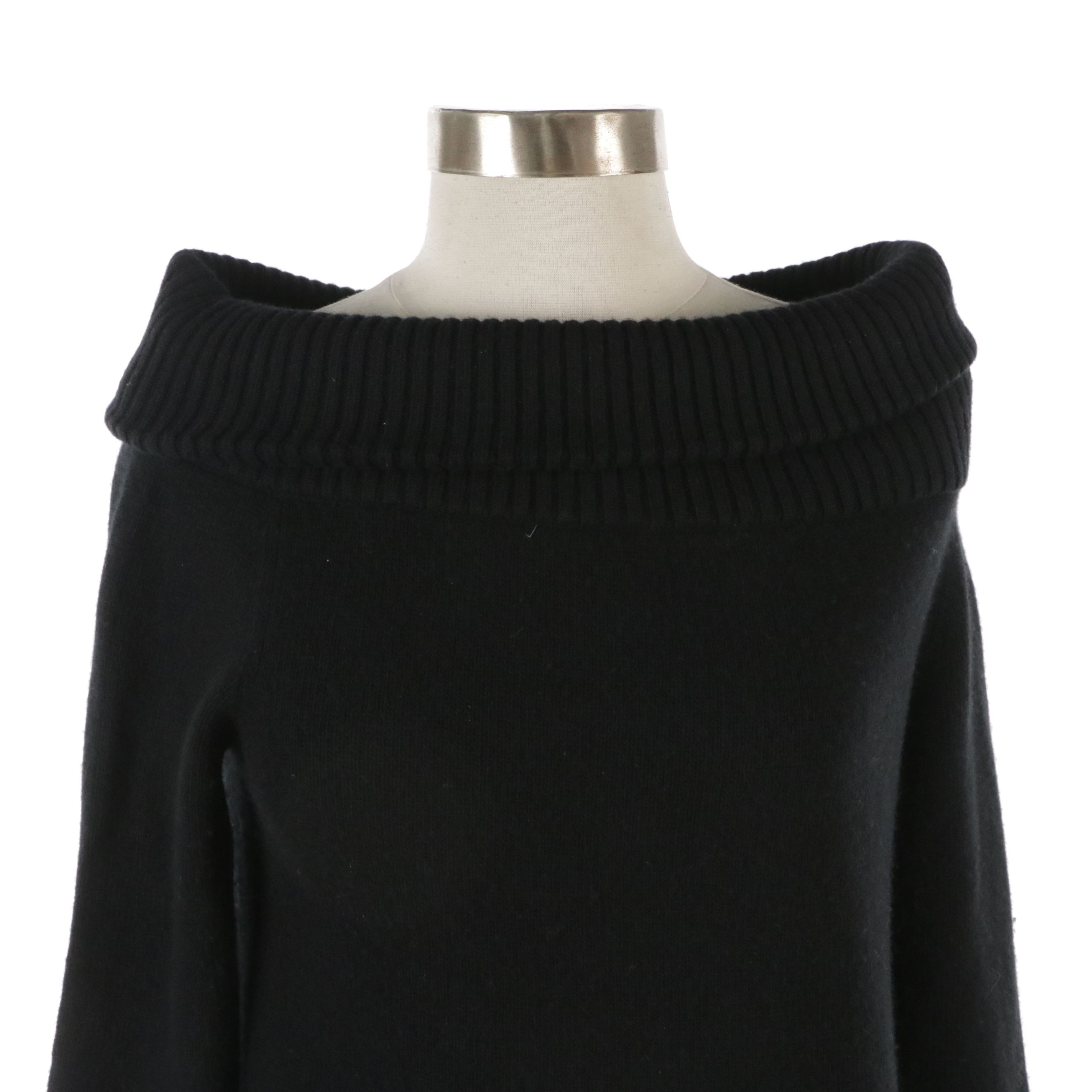Prada Black Ribbed Wool and Cashmere-Blend Cowl Neck Sweater