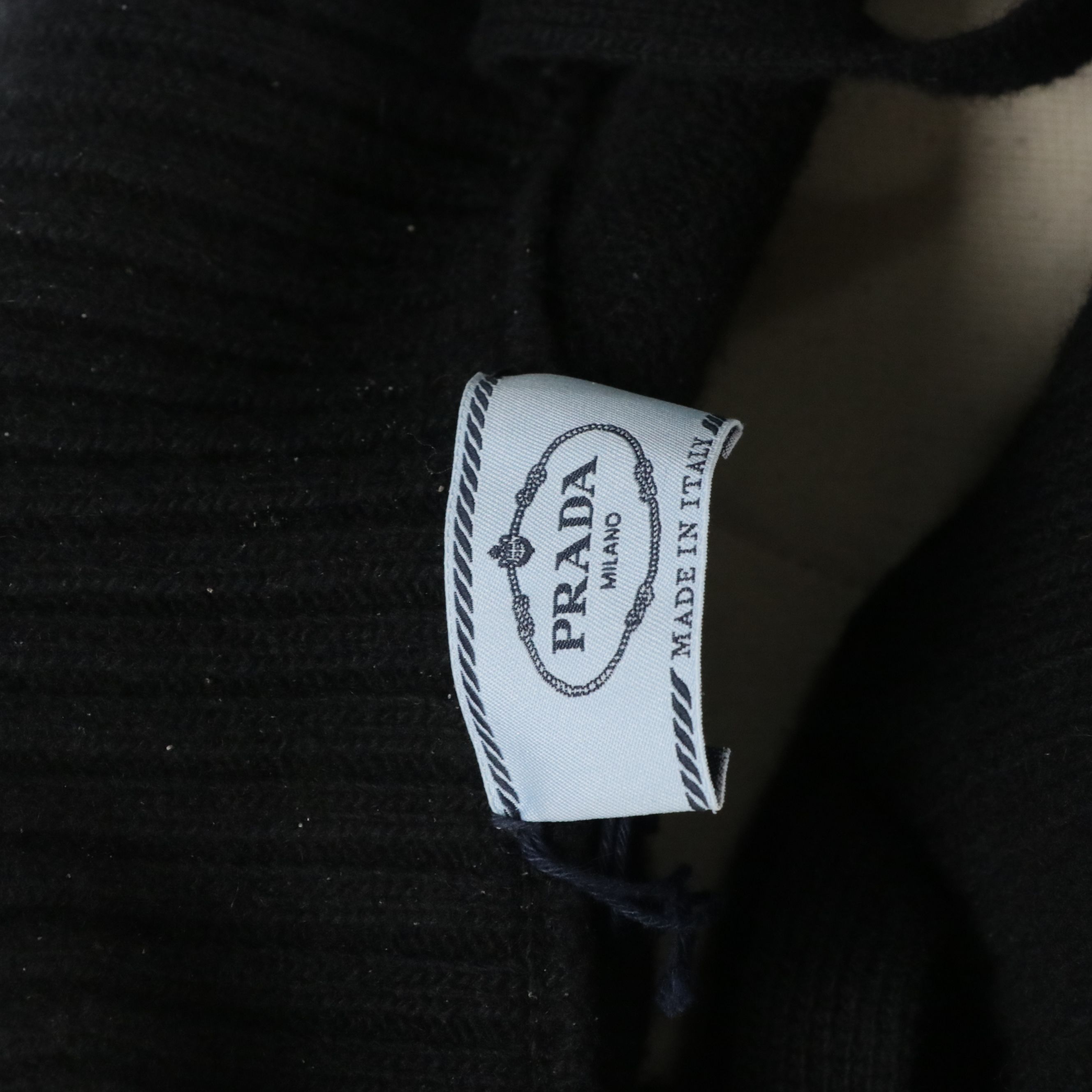 Prada Black Ribbed Wool and Cashmere-Blend Cowl Neck Sweater