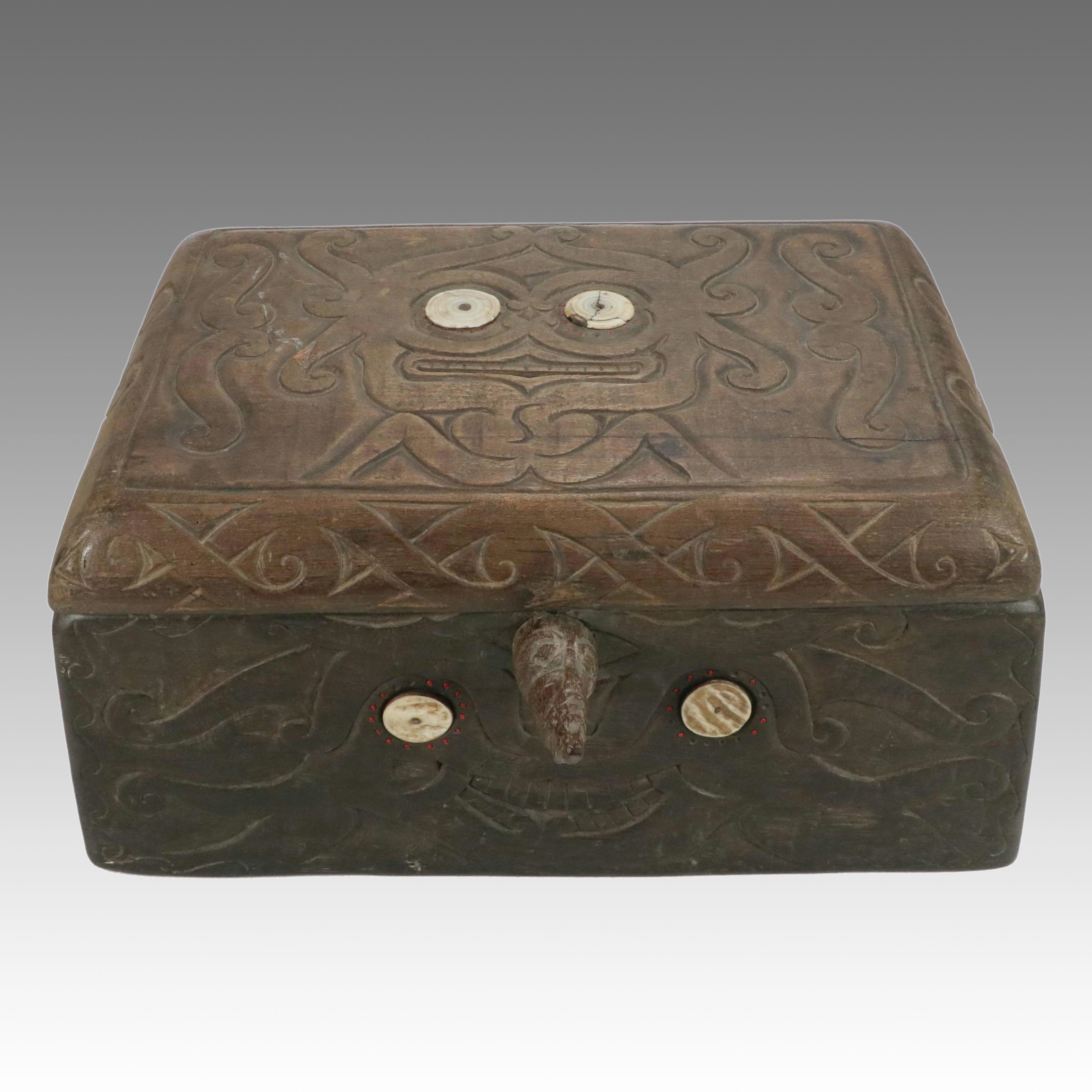 Southeast Asian or Oceanic Indigenous Hand-Carved Wood Chest
