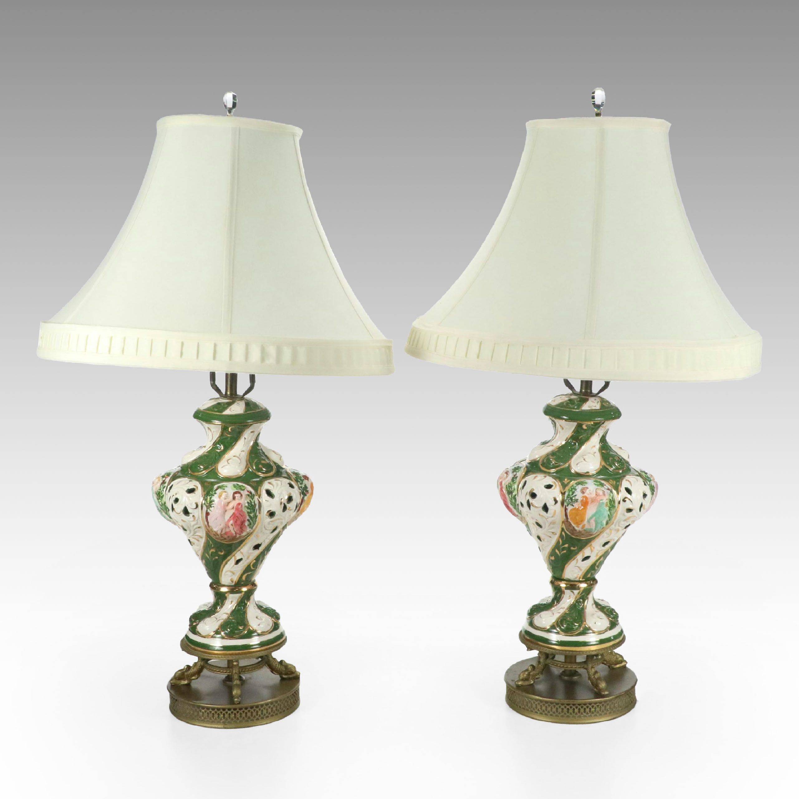 Italian Capodimonte Style Table Lamps, Mid to Late 20th Century