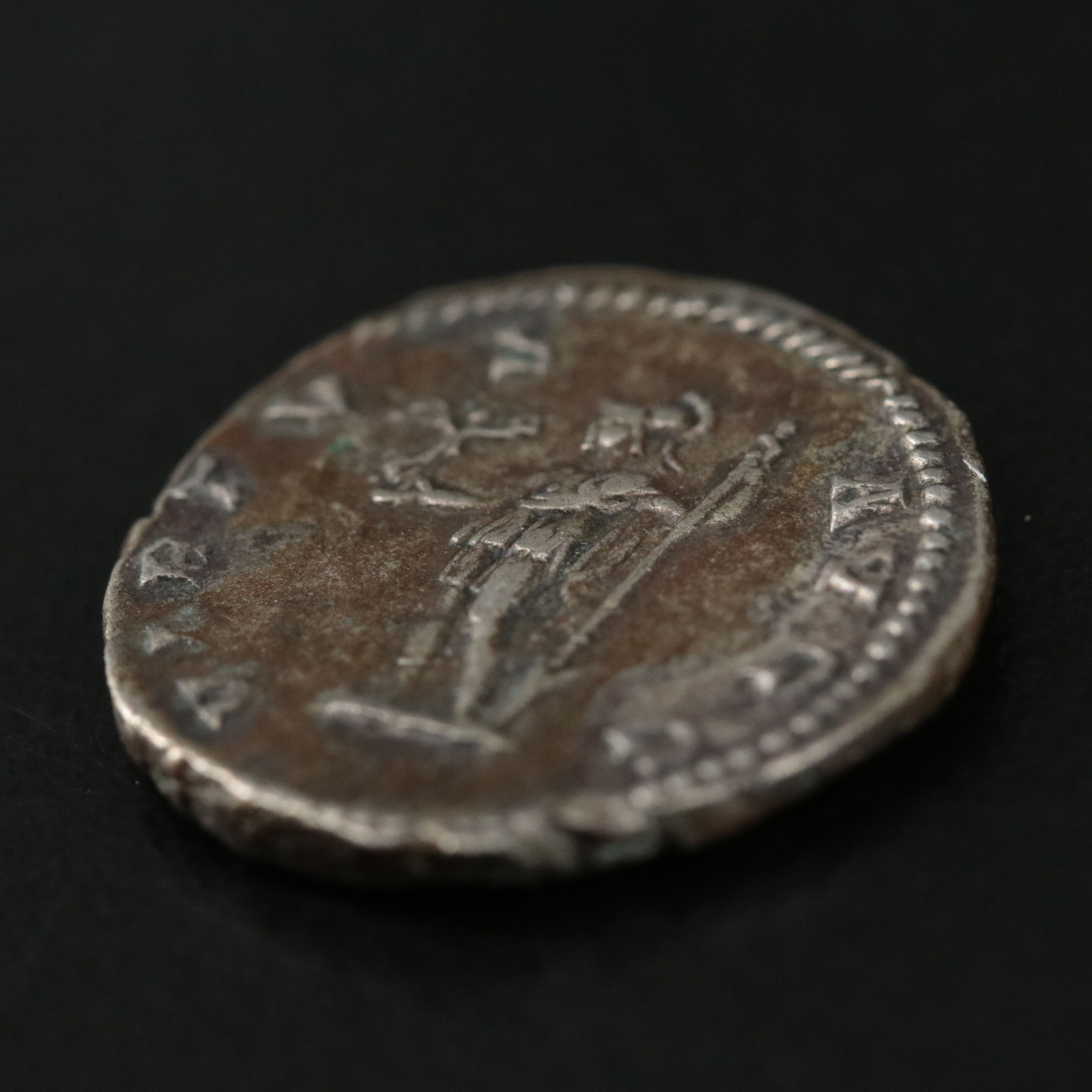 Ancient Roman Imperial AR Denarius Coin of Caracalla, ca. 198 A.D.