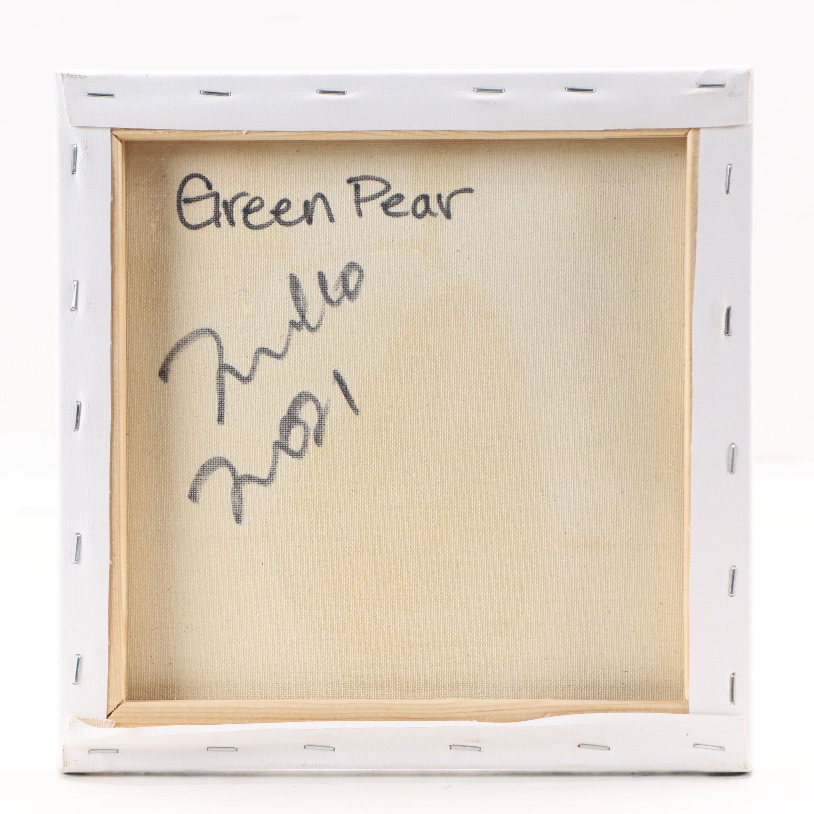 Jose Trujillo Still Life Oil Painting "Green Pear," 2021