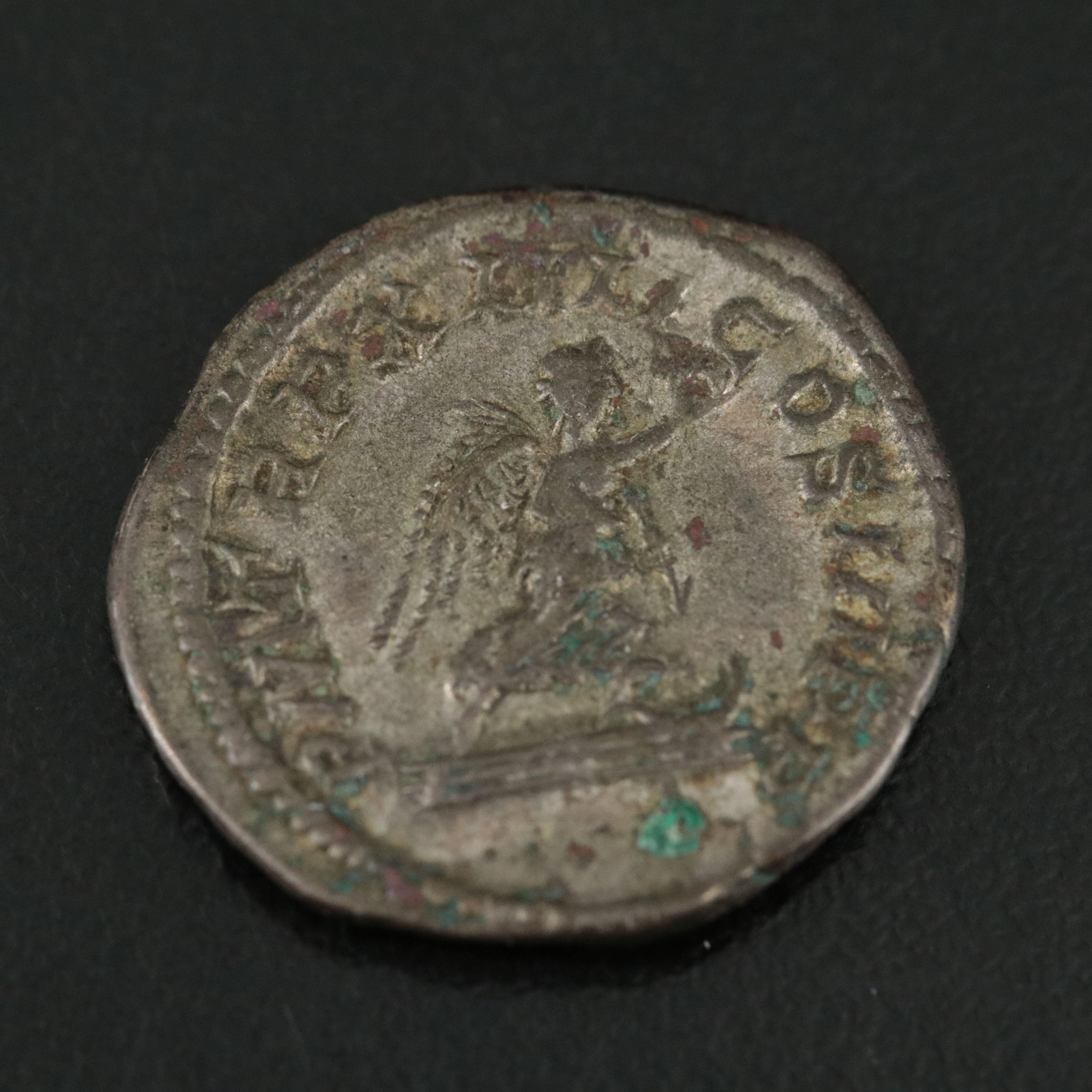 Ancient Roman Imperial AR Denarius Coin of Caracalla, ca. 211 A.D.