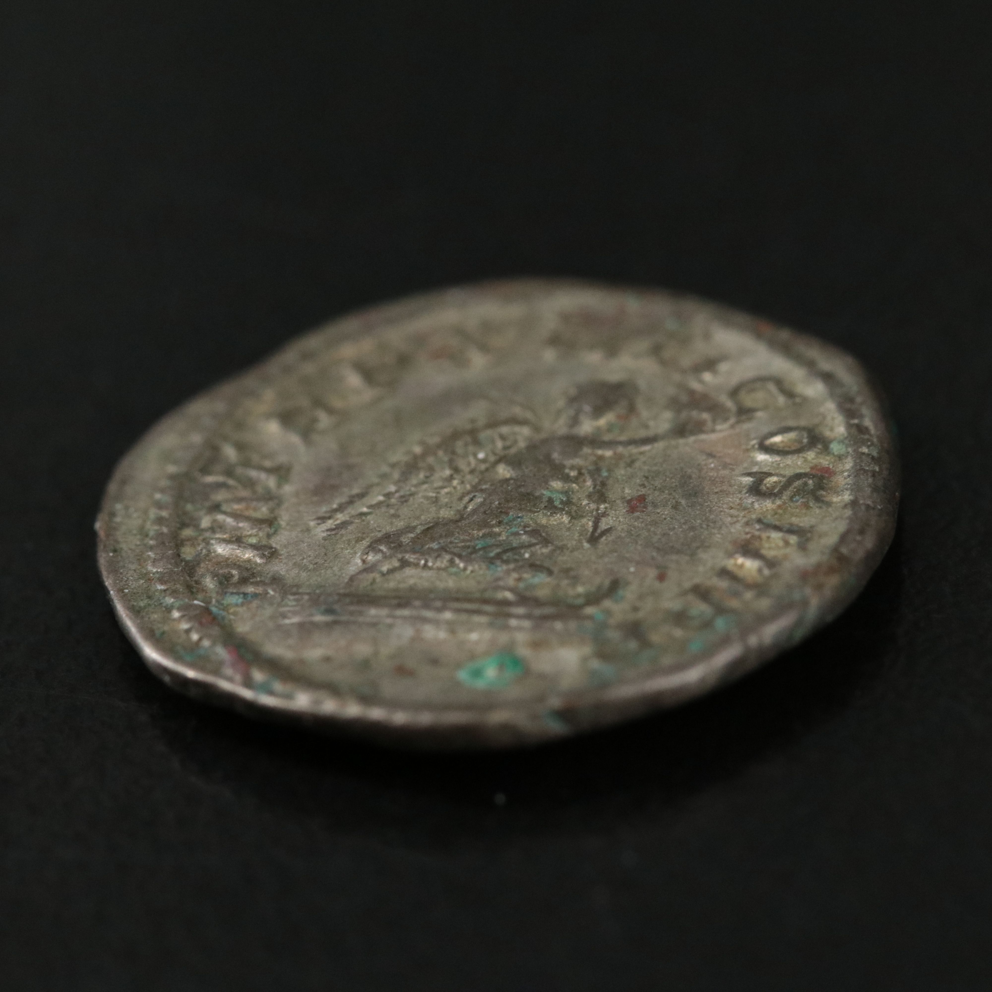 Ancient Roman Imperial AR Denarius Coin of Caracalla, ca. 211 A.D.