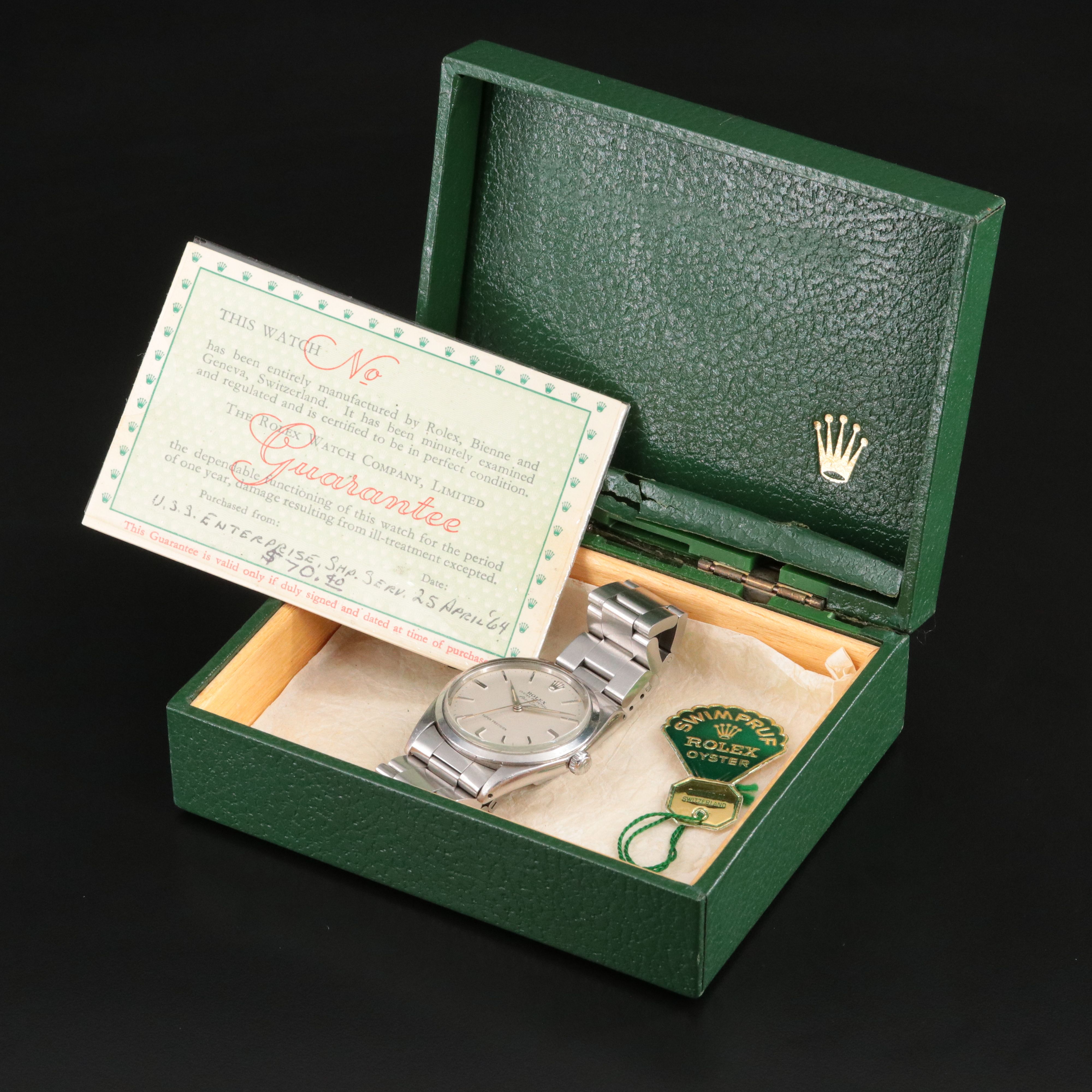 Rolex Air-King "Super Precision" U.S.S. Enterprise Vintage Watch c.1963