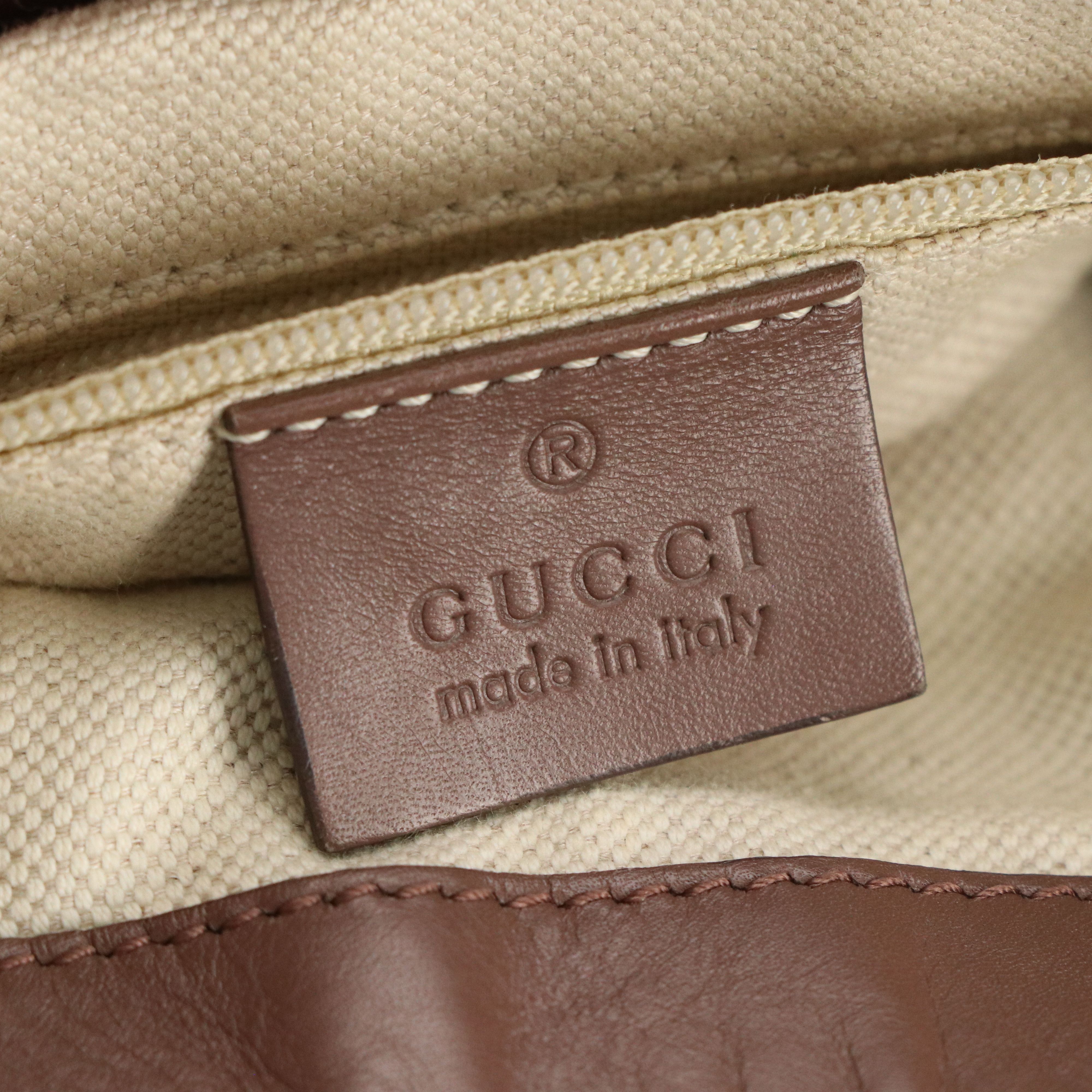 Gucci Sukey Two-Way Satchel in GG Canvas and Mocha Brown Smooth Calfskin Leather