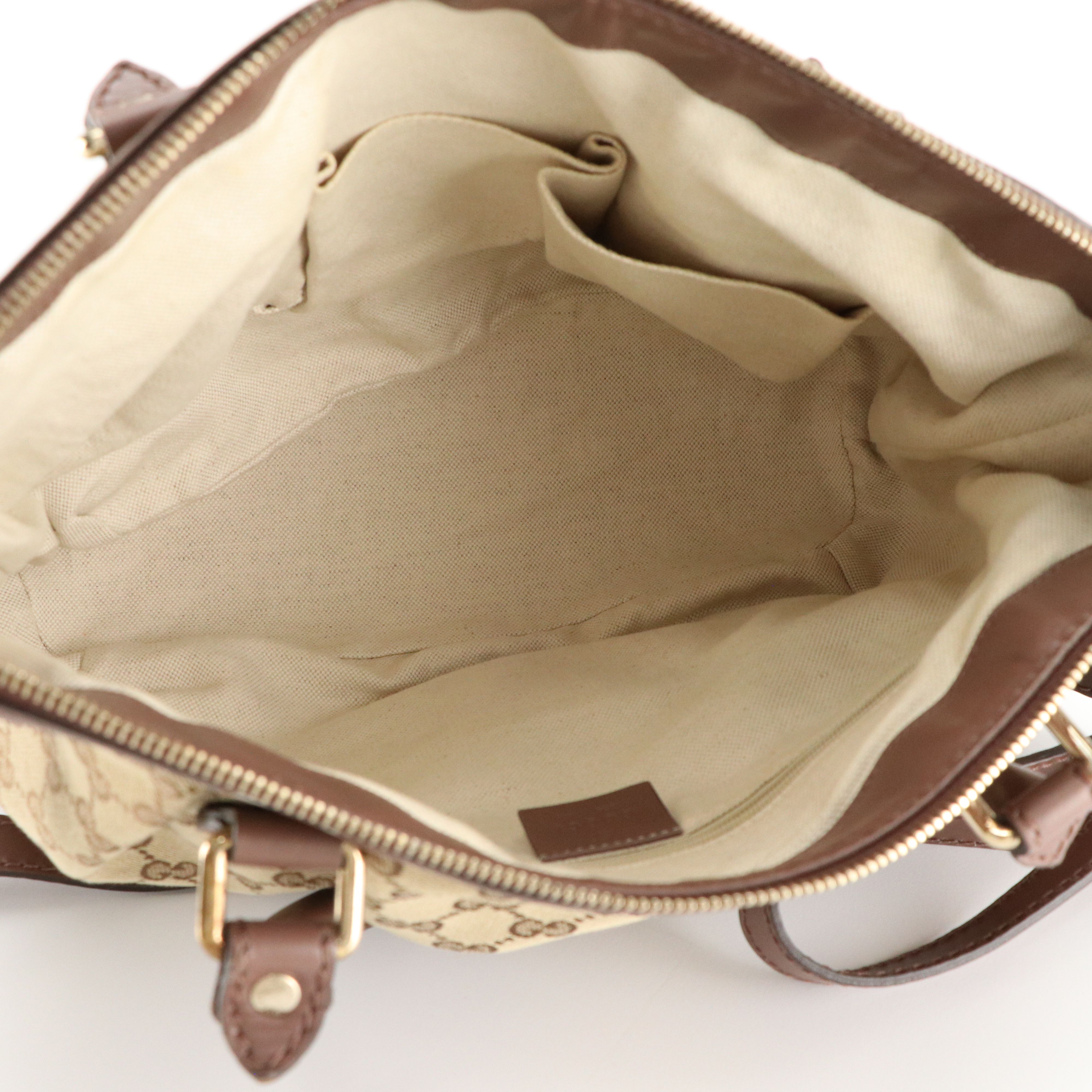 Gucci Sukey Two-Way Satchel in GG Canvas and Mocha Brown Smooth Calfskin Leather