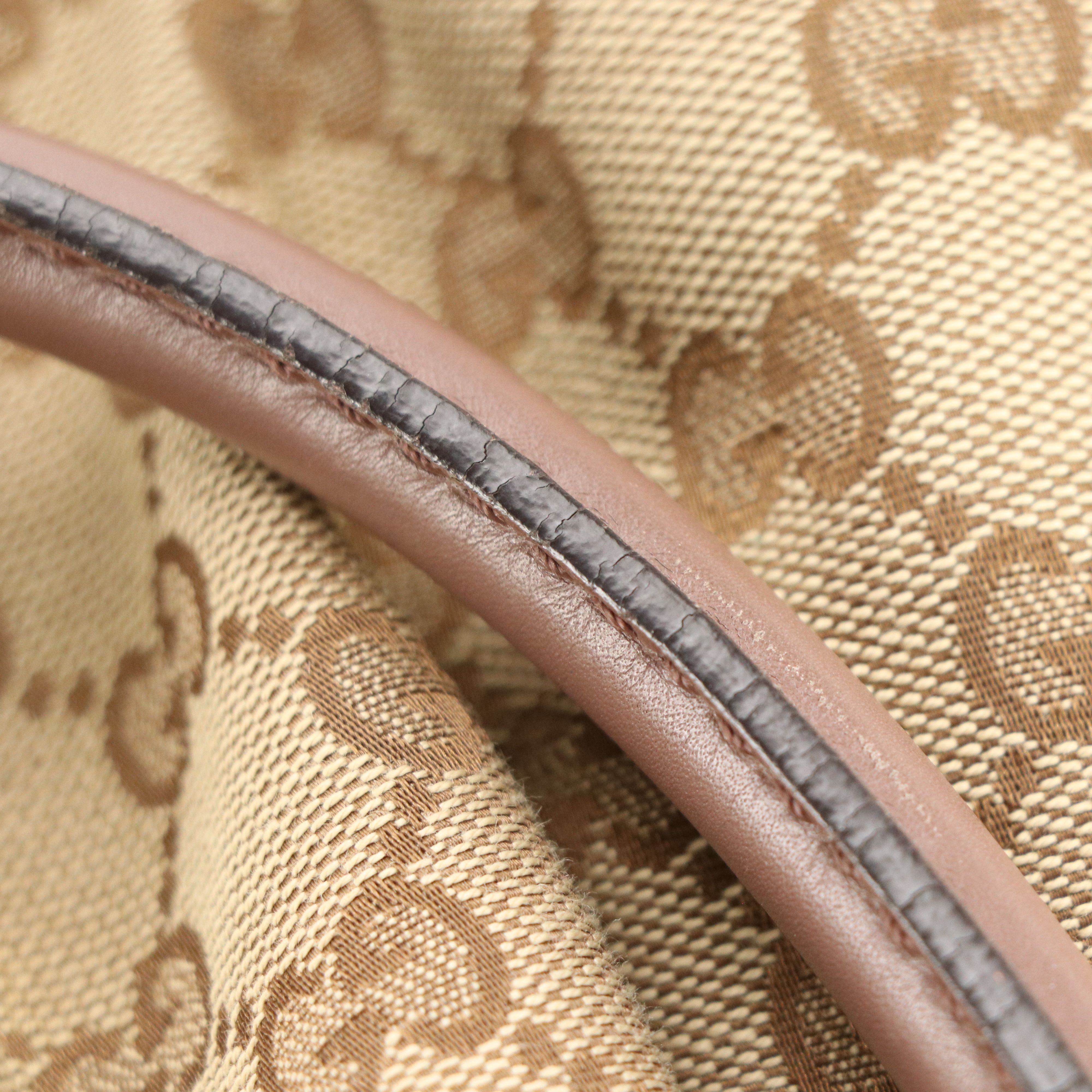 Gucci Sukey Two-Way Satchel in GG Canvas and Mocha Brown Smooth Calfskin Leather