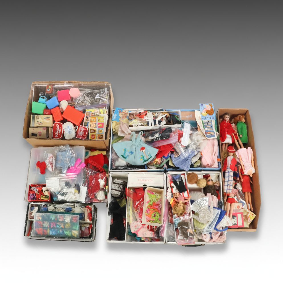 Mattel Barbie, Skipper and More Doll Clothing with Dolls and Playsets, 1960s