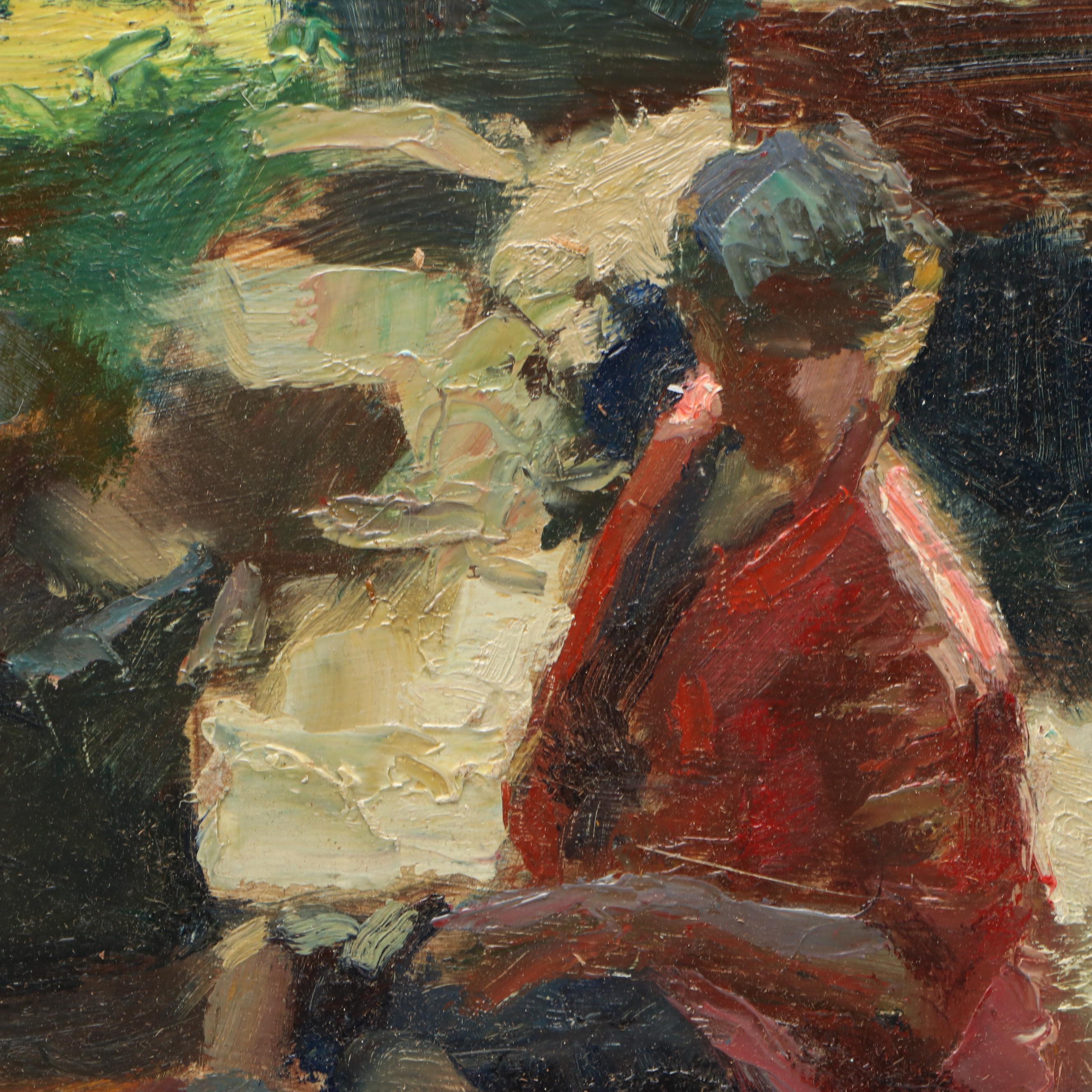 Susan Grisell Impressionist Garden Portrait Oil Painting