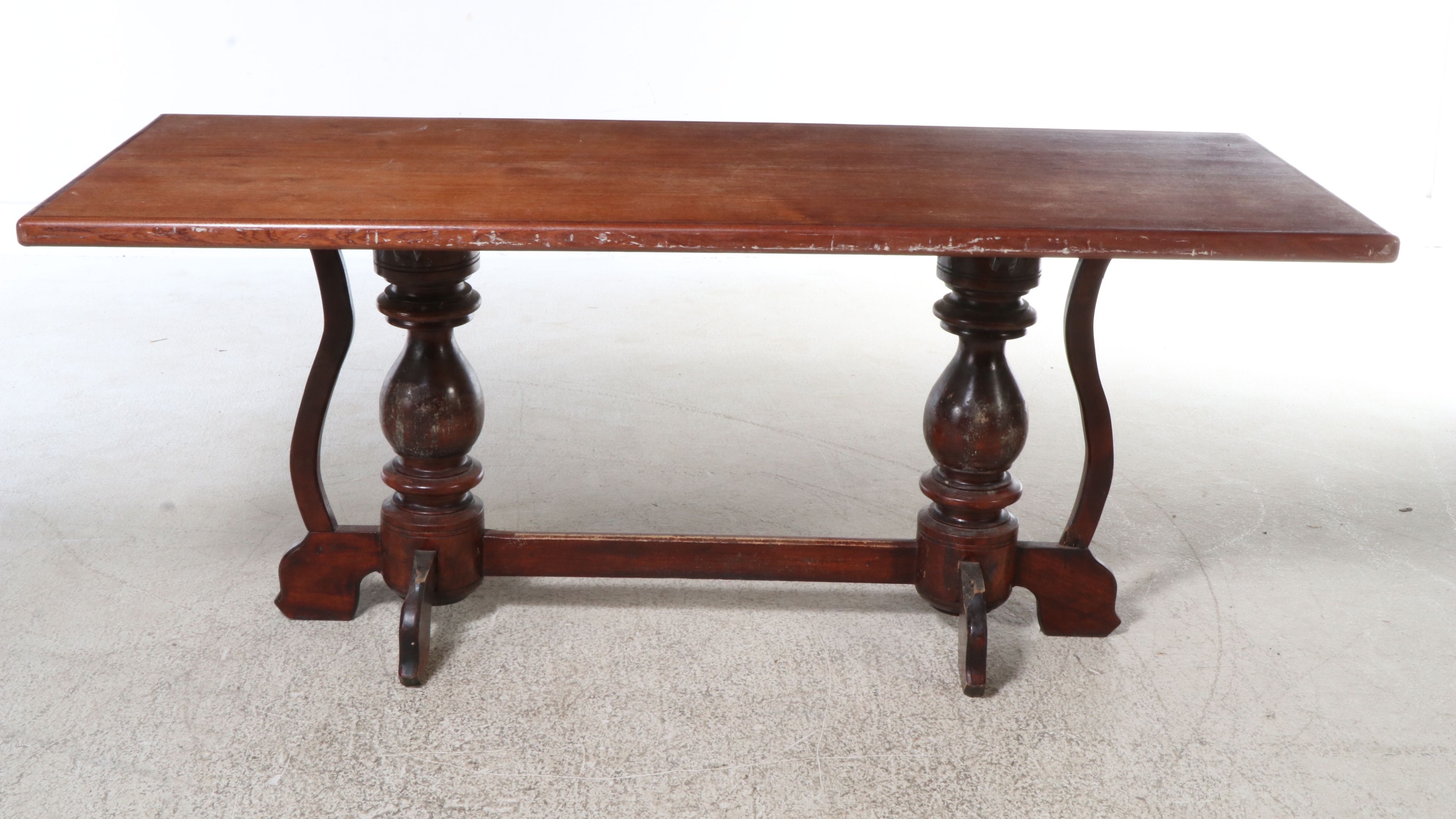 Baroque Style Mahogany Trestle Table