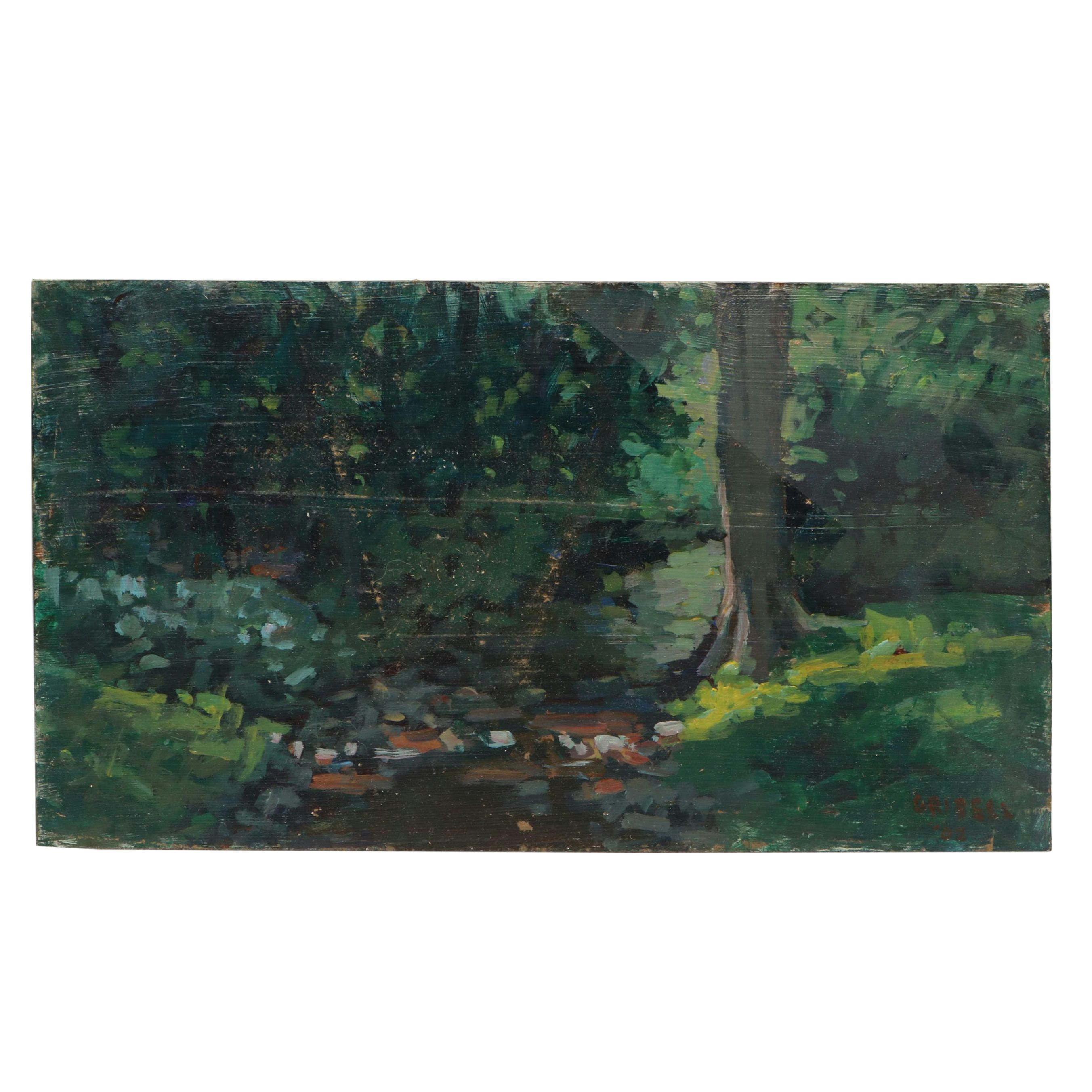 Susan Grisell Plein Air Landscape Oil Painting "Fred's Brook," 2002