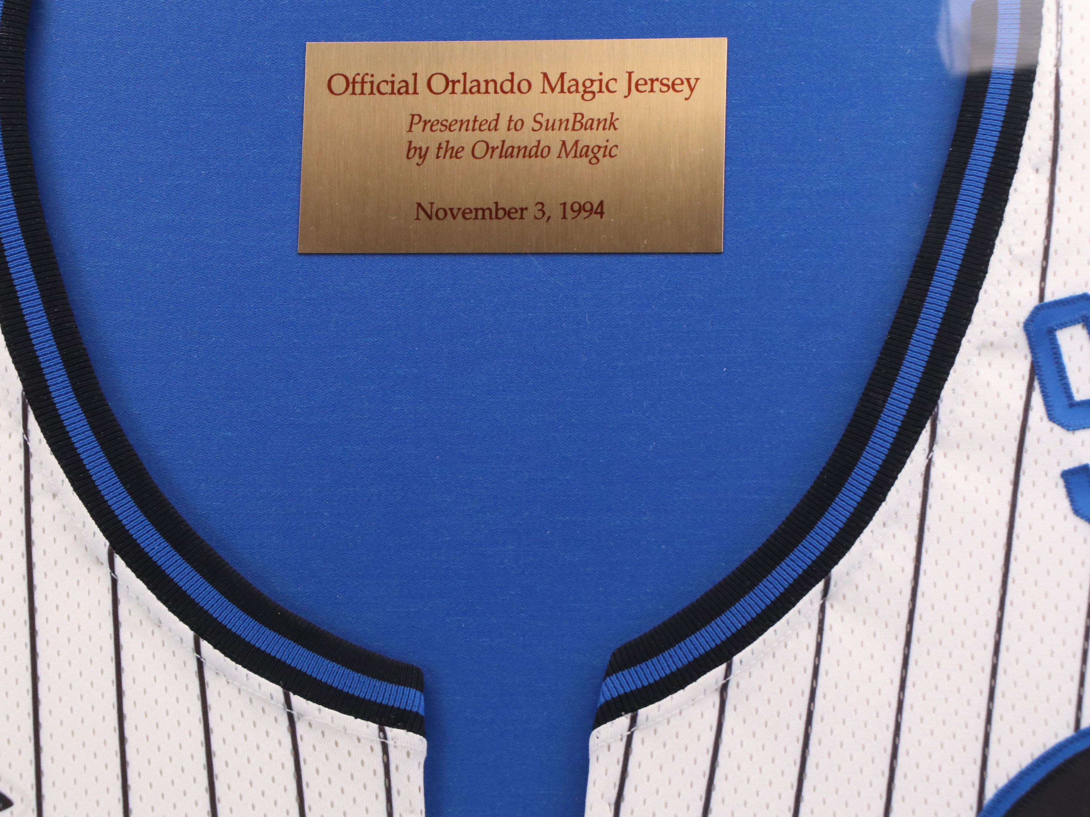 1994 Sun Bank Orlando Magic Champion NBA Basketball Jersey with Display