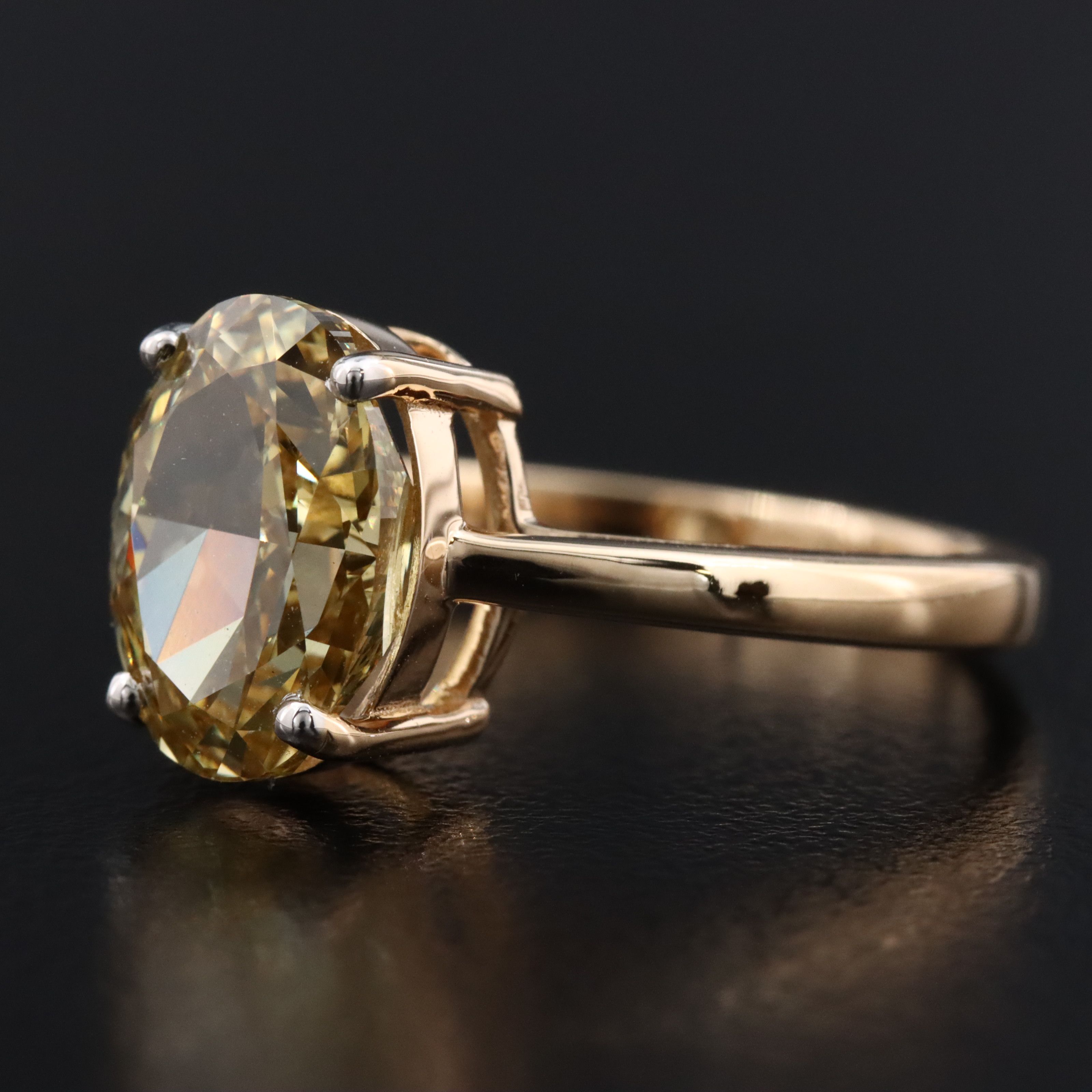 18K 3.08 CT Fancy Intense Yellow Lab Grown Diamond Ring with IGI Report