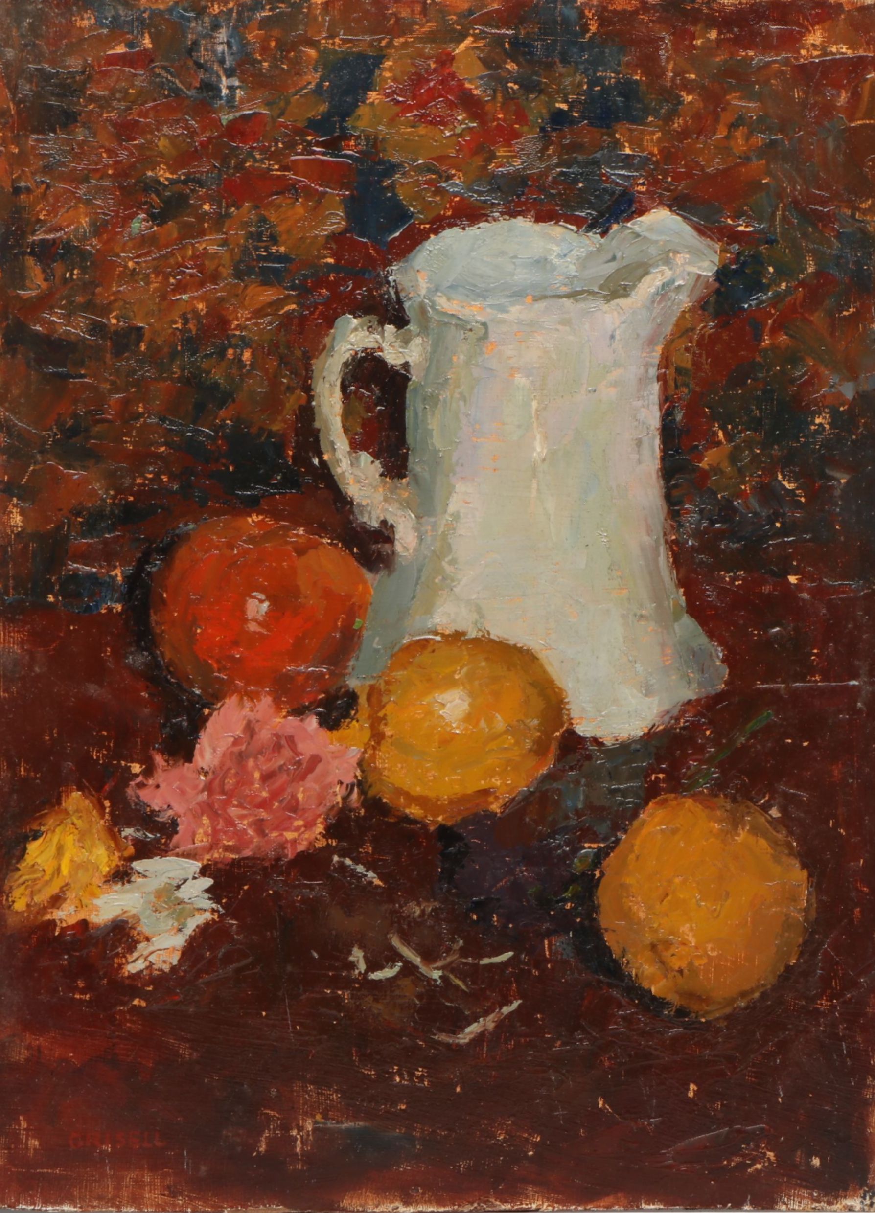 Susan Grisell Still Life Oil Painting with White Pitcher