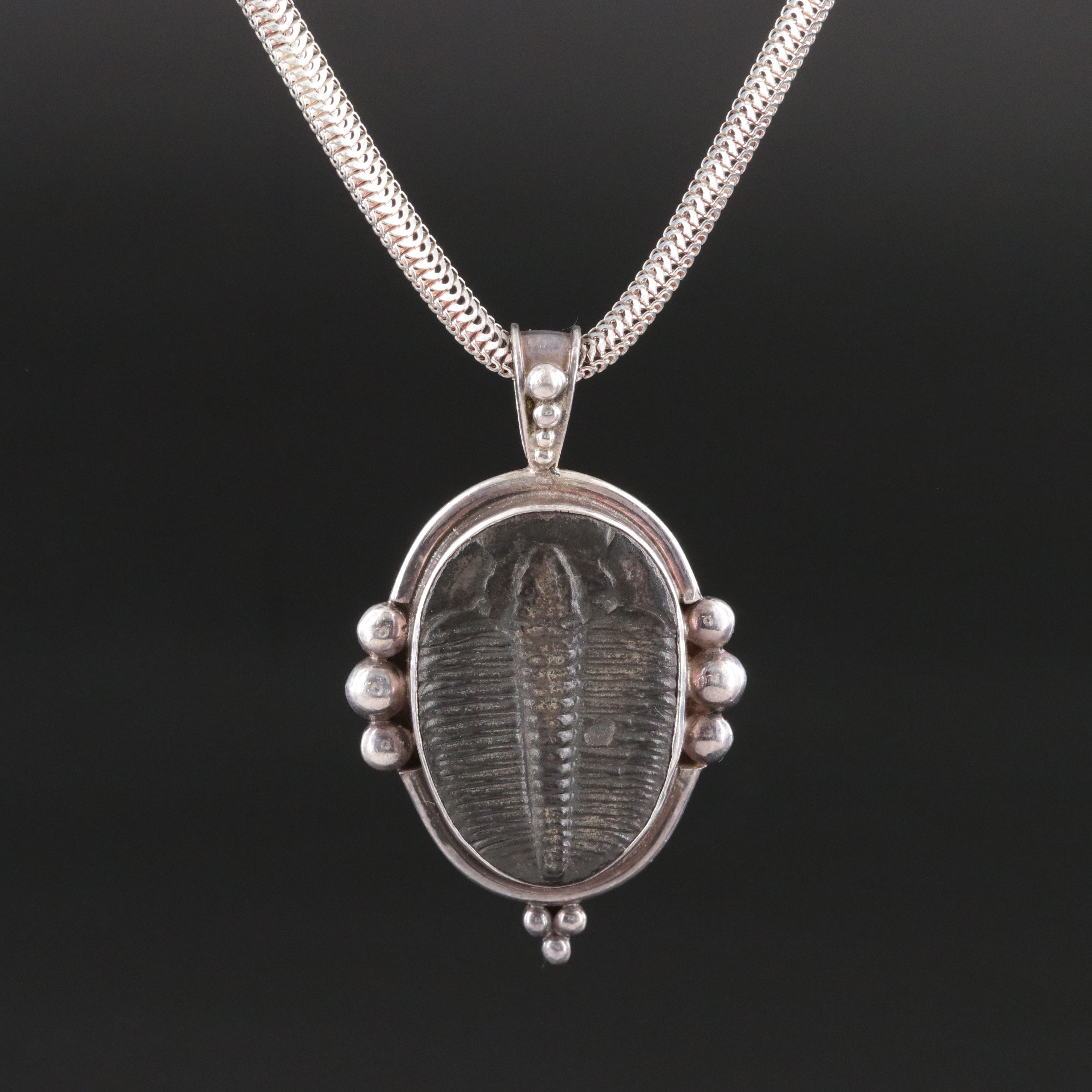 Sterling Trilobite Pendant Necklace