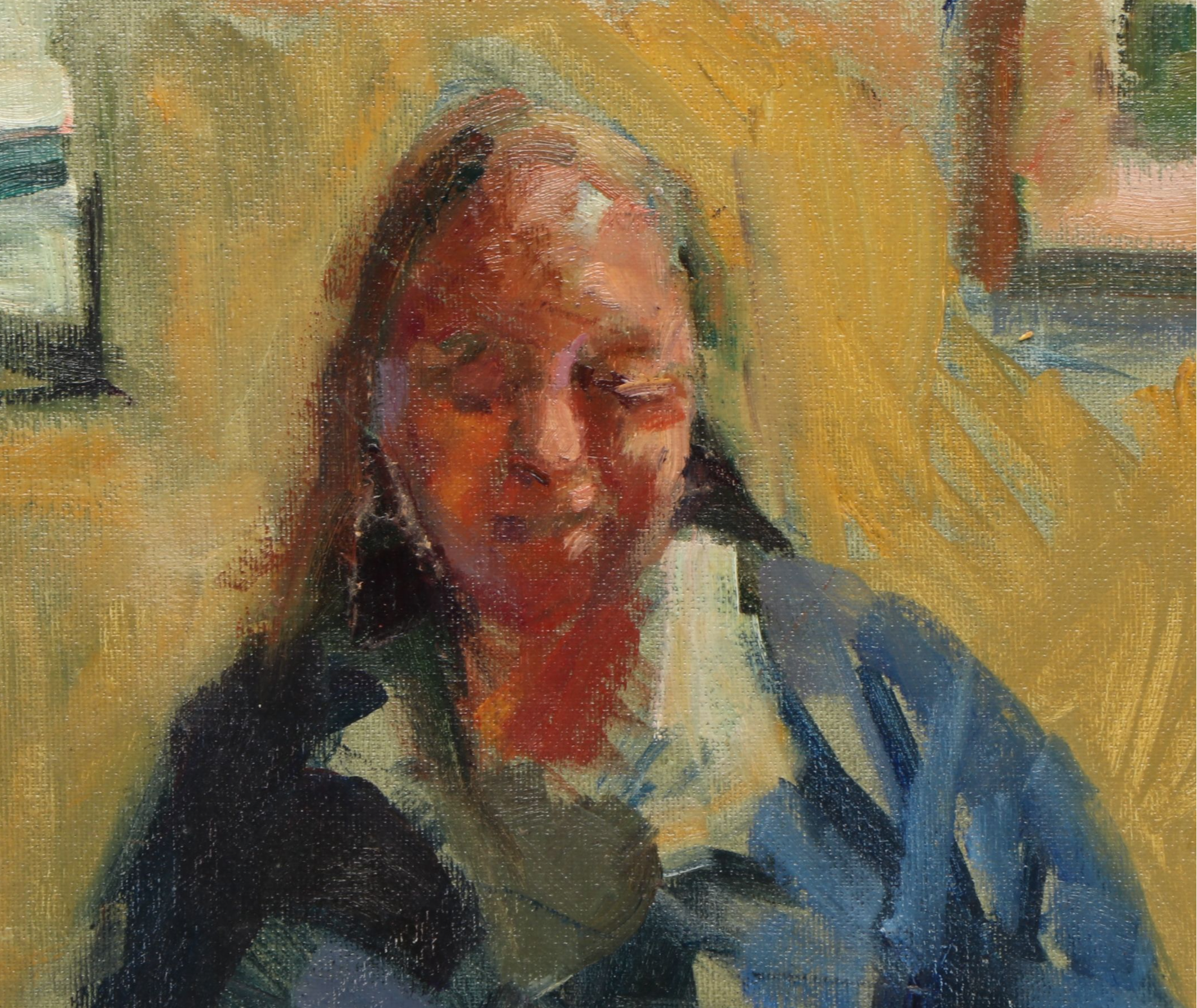Susan Grisell Portrait Oil Painting of Woman with Cat, 2011