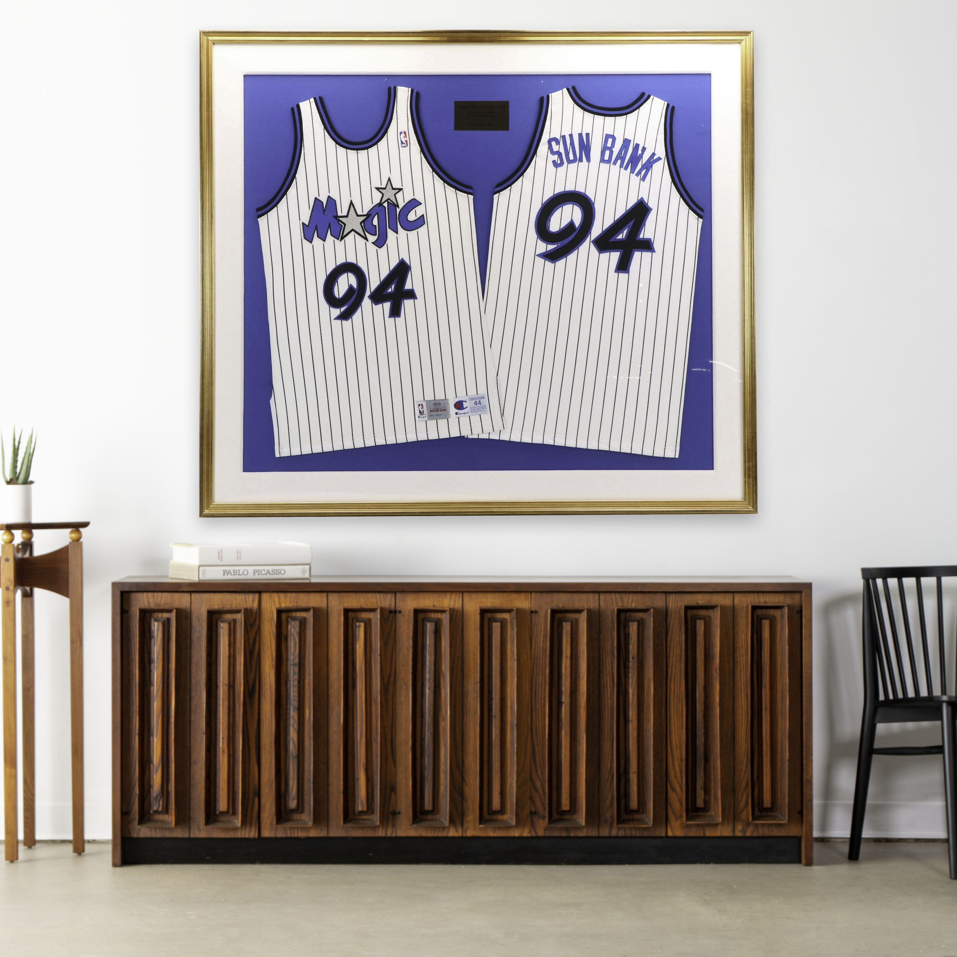 1994 Sun Bank Orlando Magic Champion NBA Basketball Jersey with Display