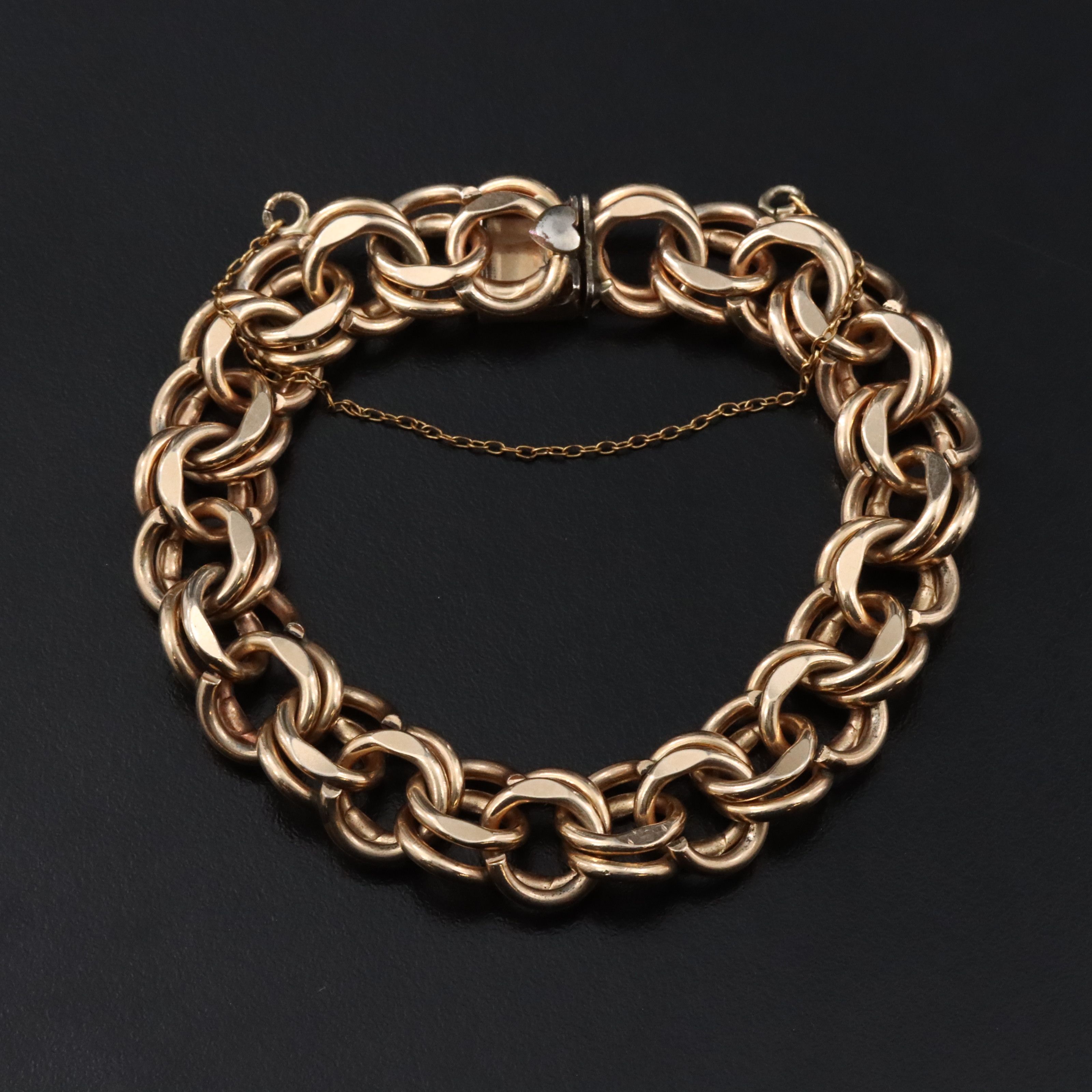 Elco Gold-Filled Double Curb Link Charm Bracelet