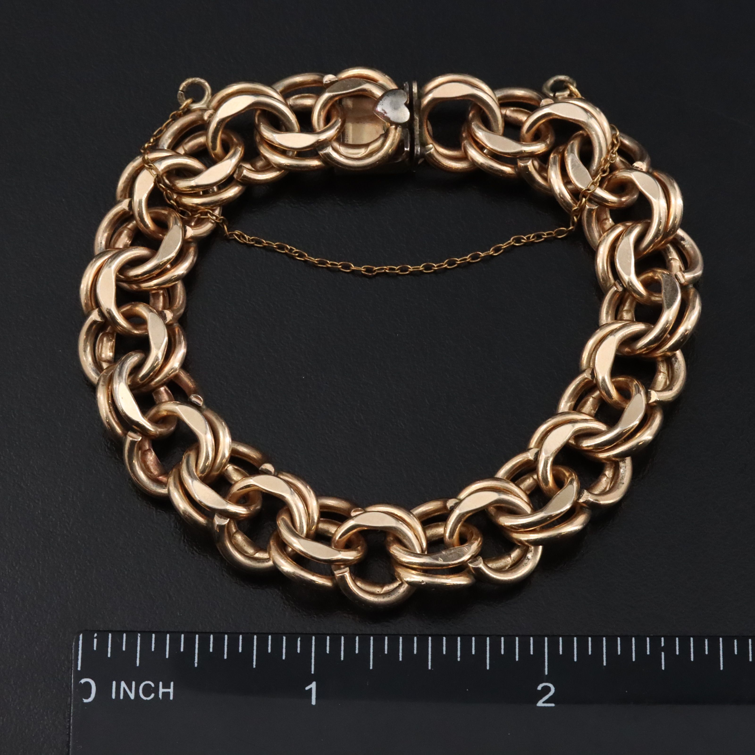 Elco Gold-Filled Double Curb Link Charm Bracelet