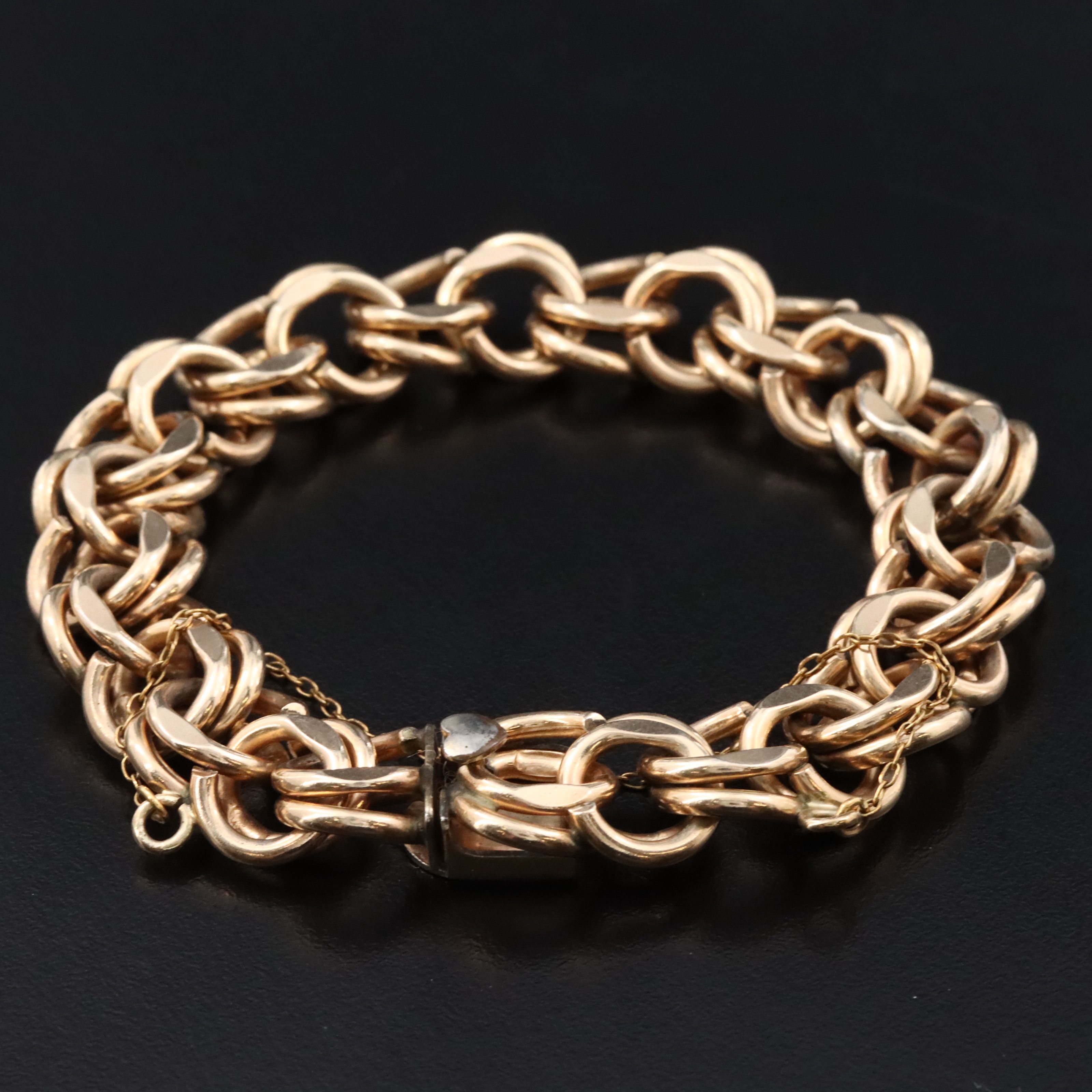 Elco Gold-Filled Double Curb Link Charm Bracelet