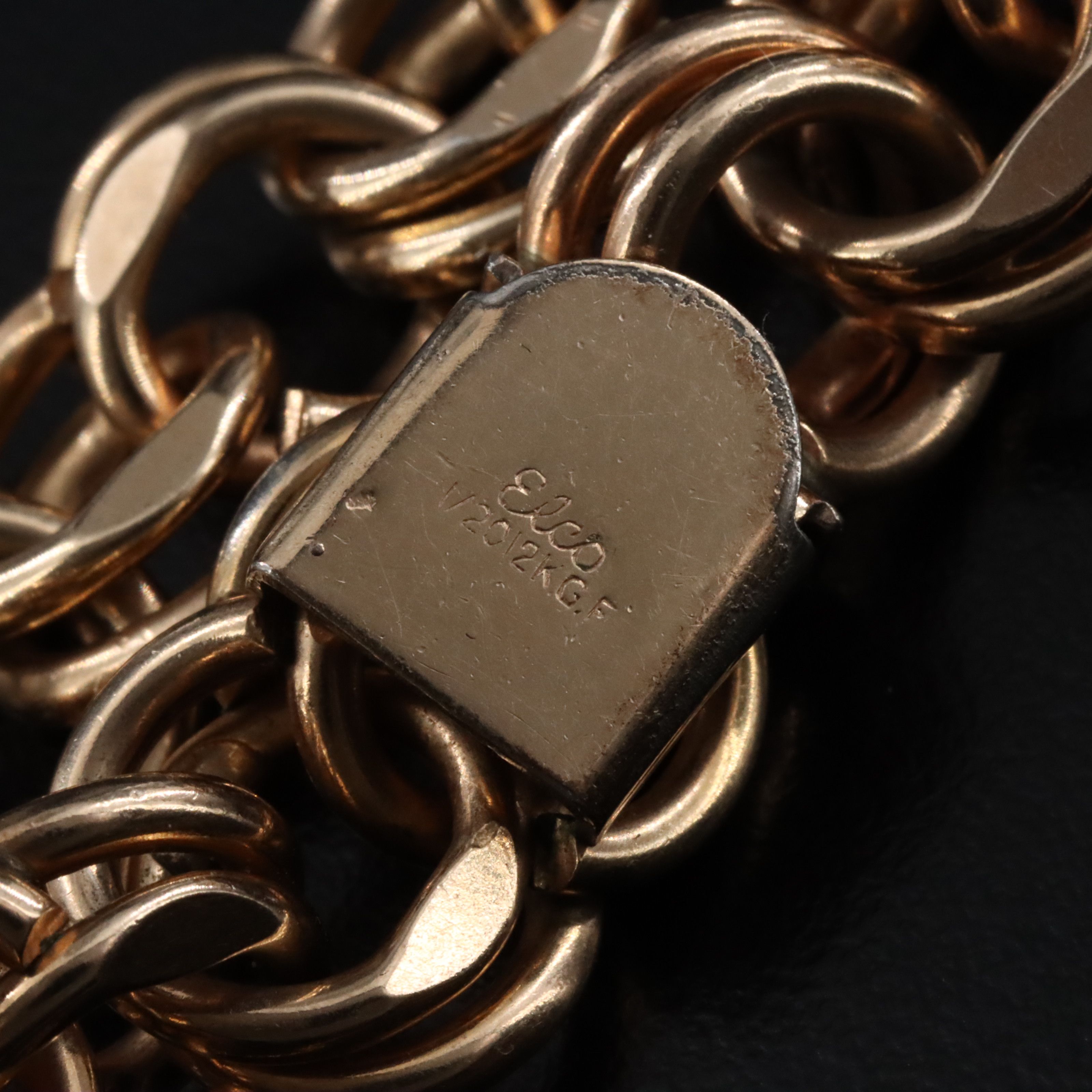 Elco Gold-Filled Double Curb Link Charm Bracelet