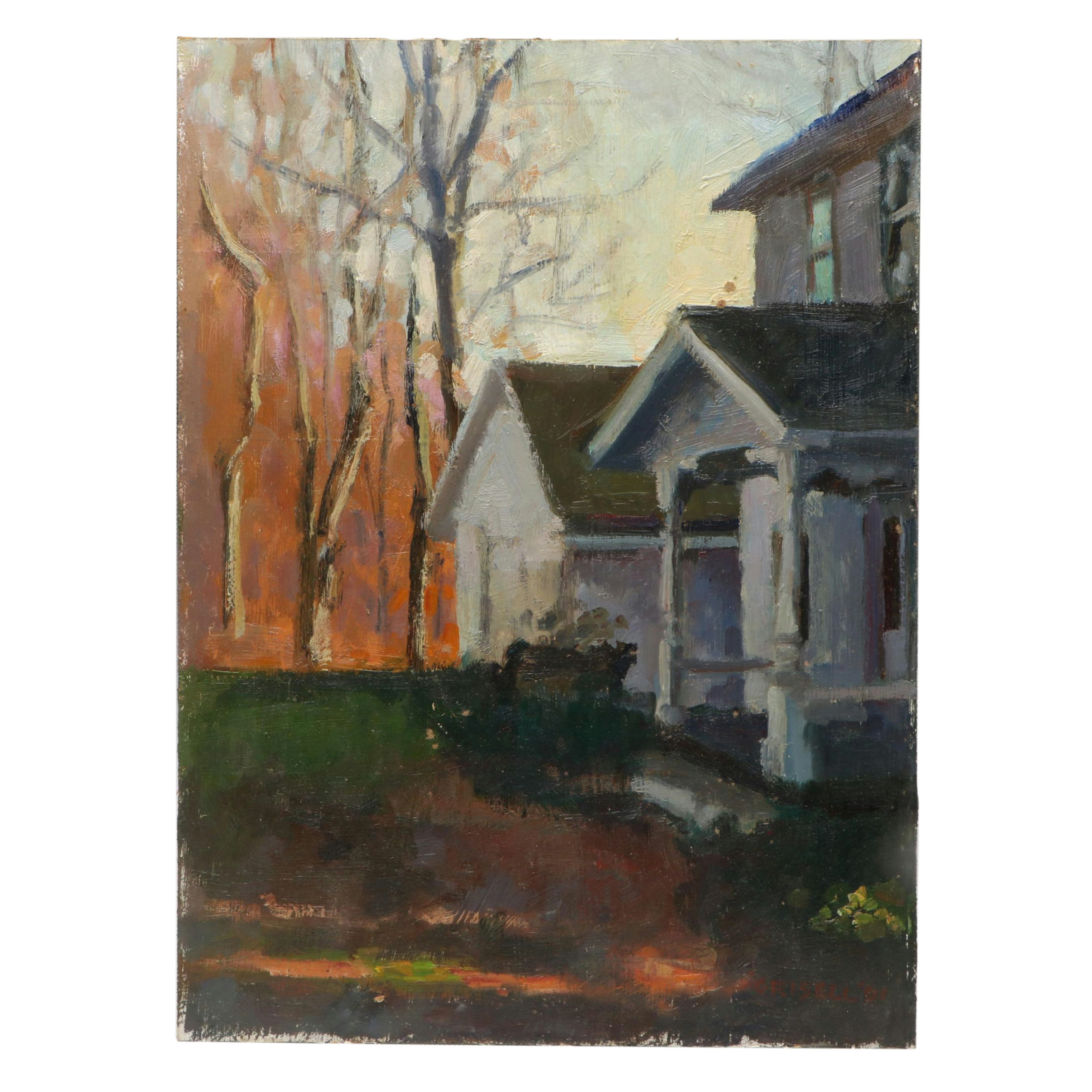 Susan Grisell New England Farmhouse Oil Painting, 2001