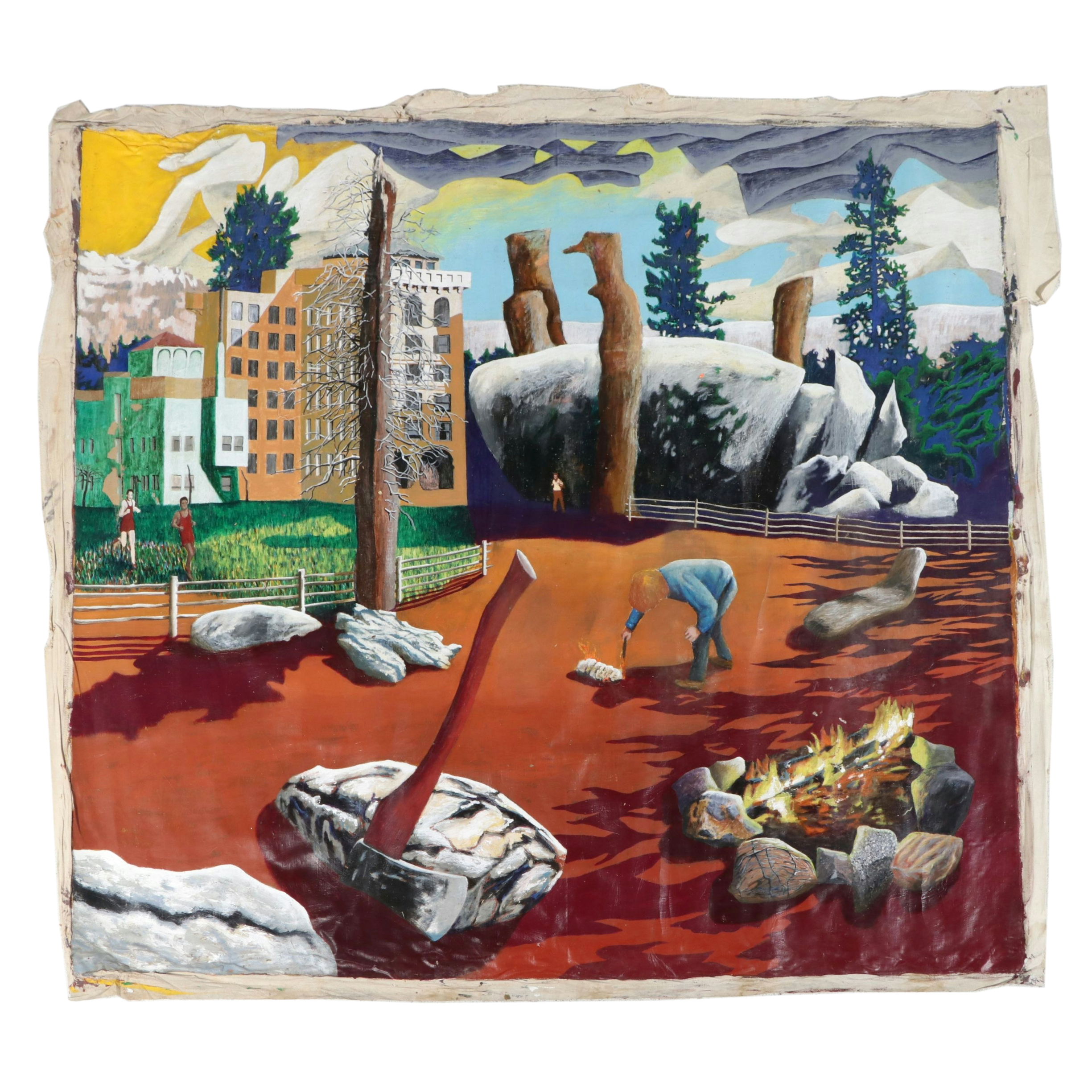 Howard Storm Monumental Acrylic Painting on Canvas of Allegorical Scene