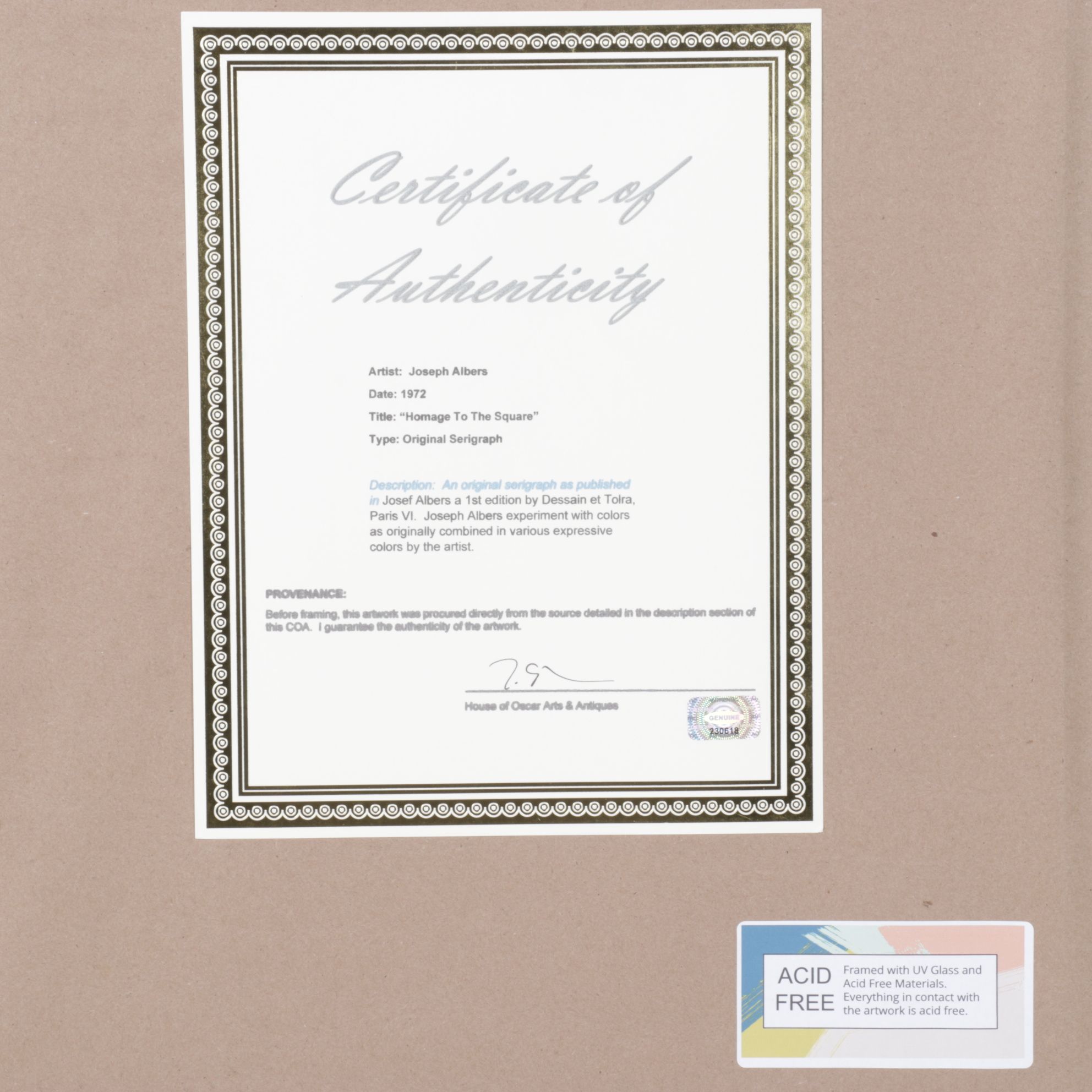 Serigraph Designed by Josef Albers From the "Homage to the Square" Series, 1972