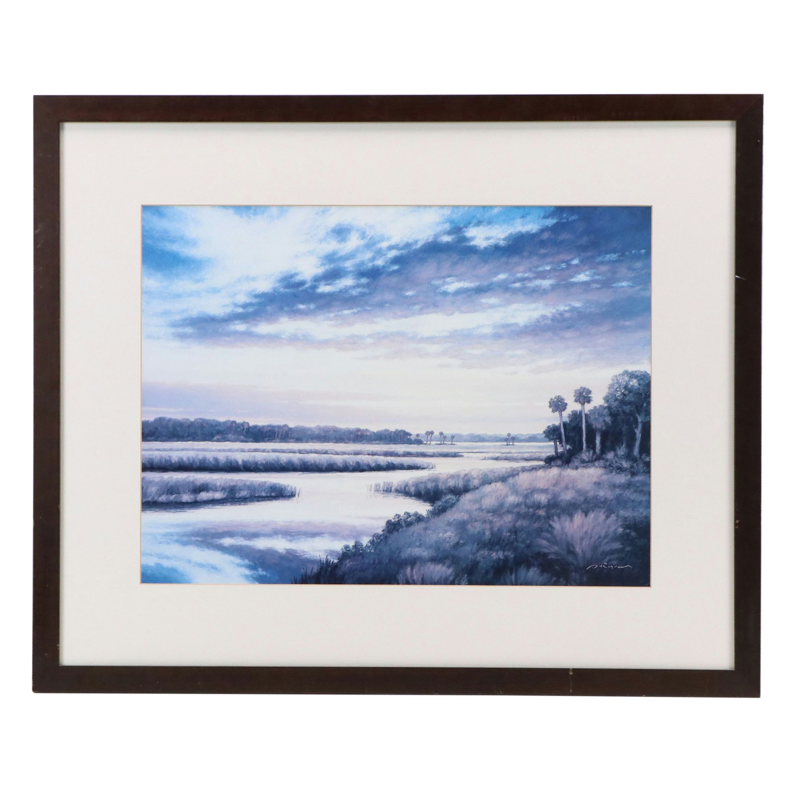 Marsh Landscape Offset Lithograph, 21st Century