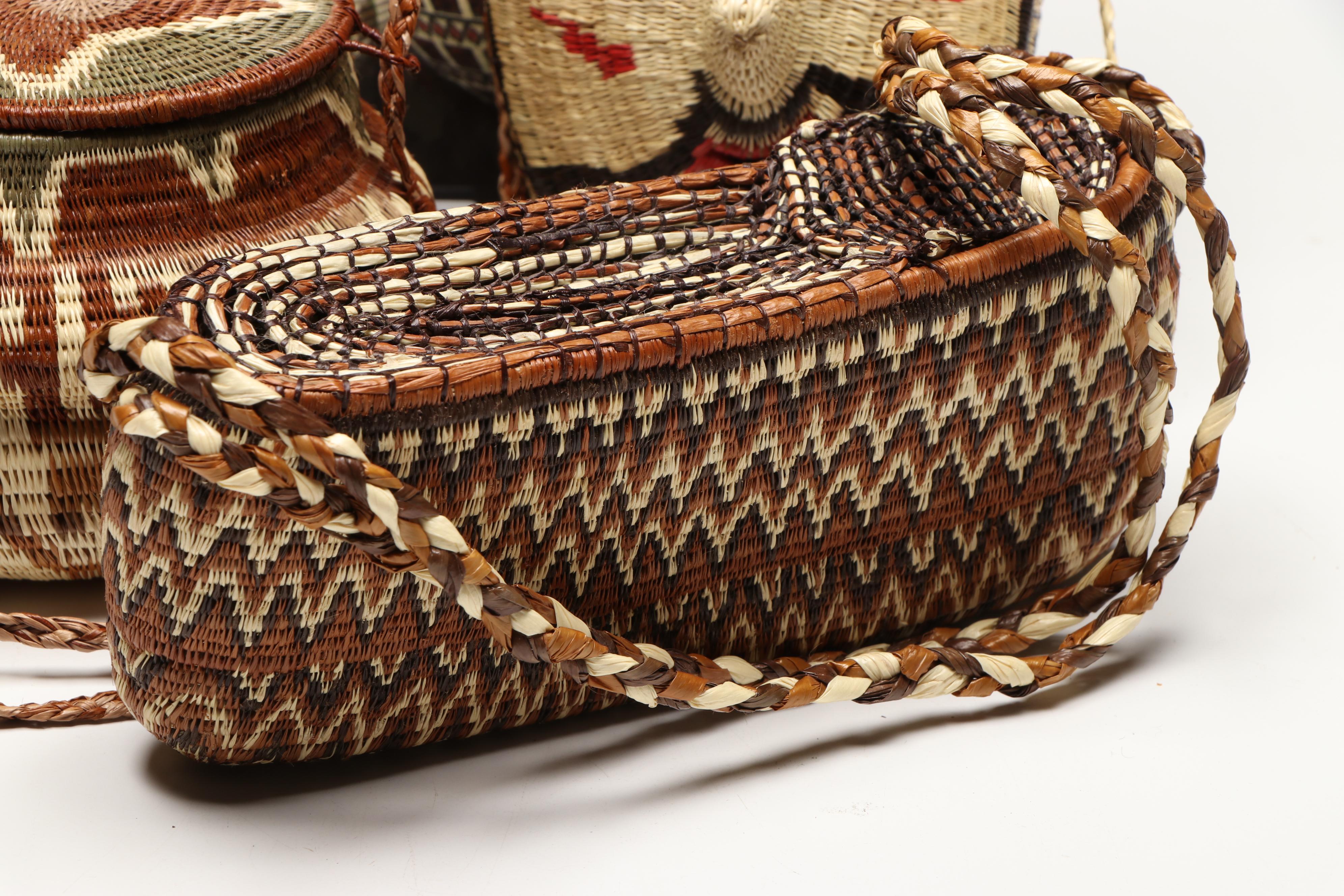 Panamanian Emberá-Wounaan Handwoven Chunga and Nahuala Palm Fiber Baskets