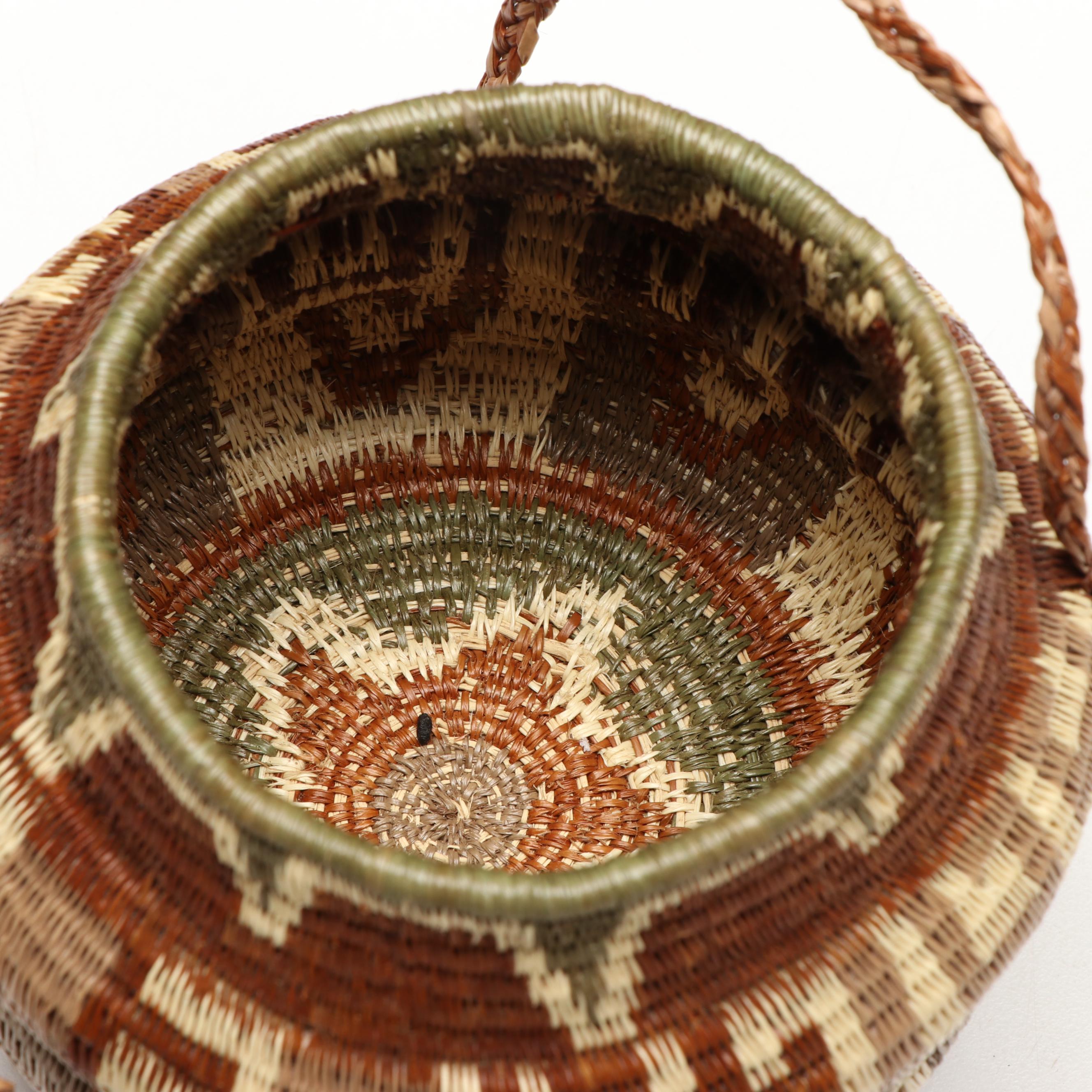 Panamanian Emberá-Wounaan Handwoven Chunga and Nahuala Palm Fiber Baskets