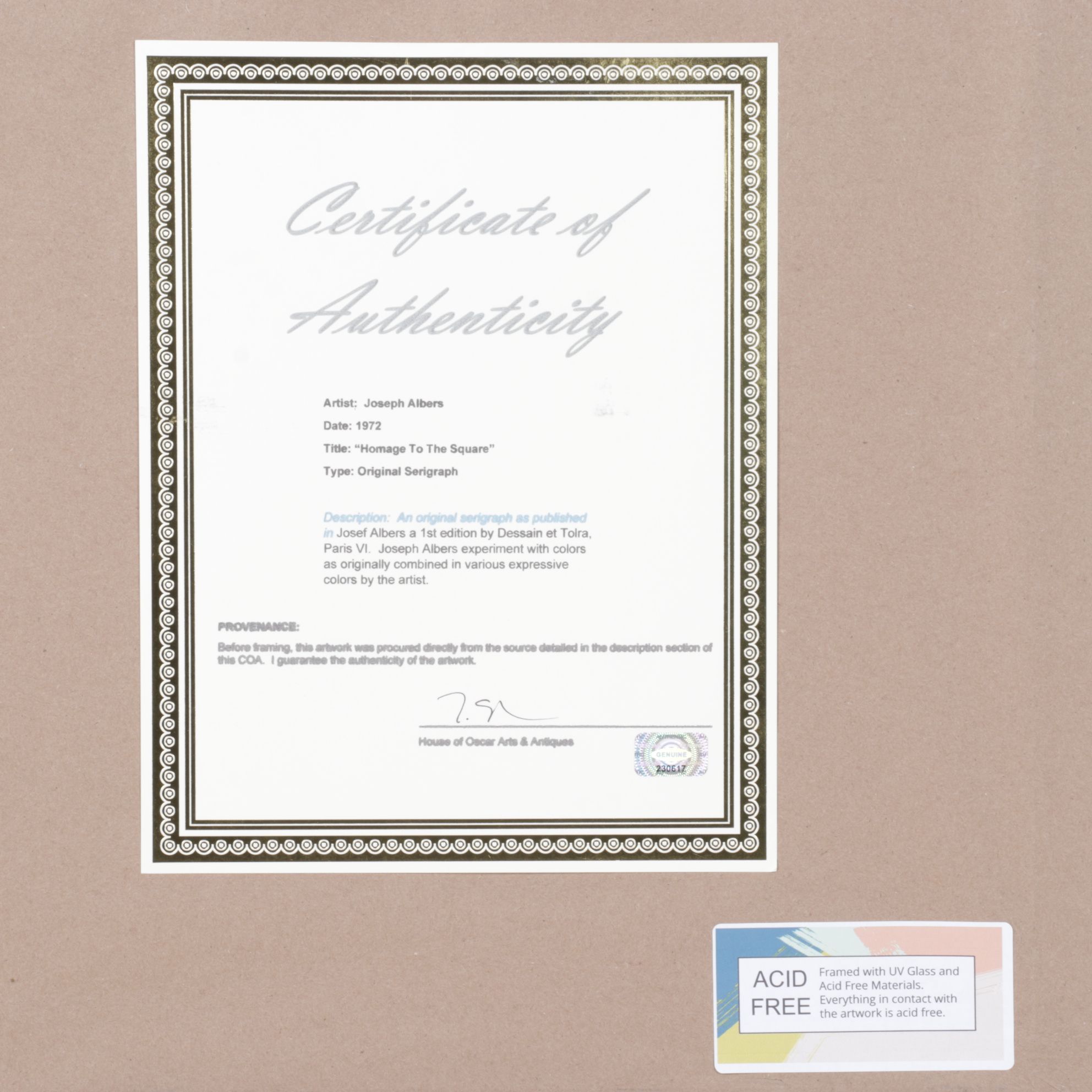 Designed by Josef Albers Serigraph From the "Homage to the Square" Series, 1972