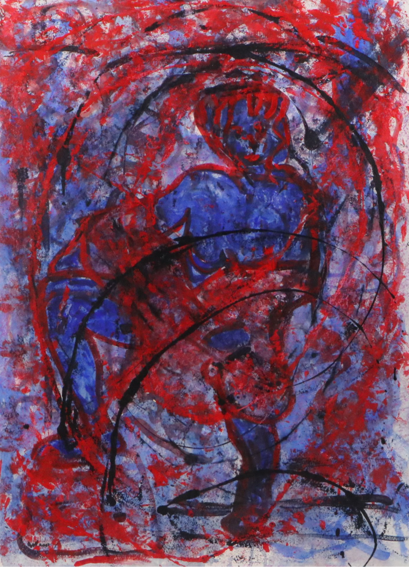 Lois Walker Acrylic Painting "Blue Model, Red Aura, & Payne Gray," 2000