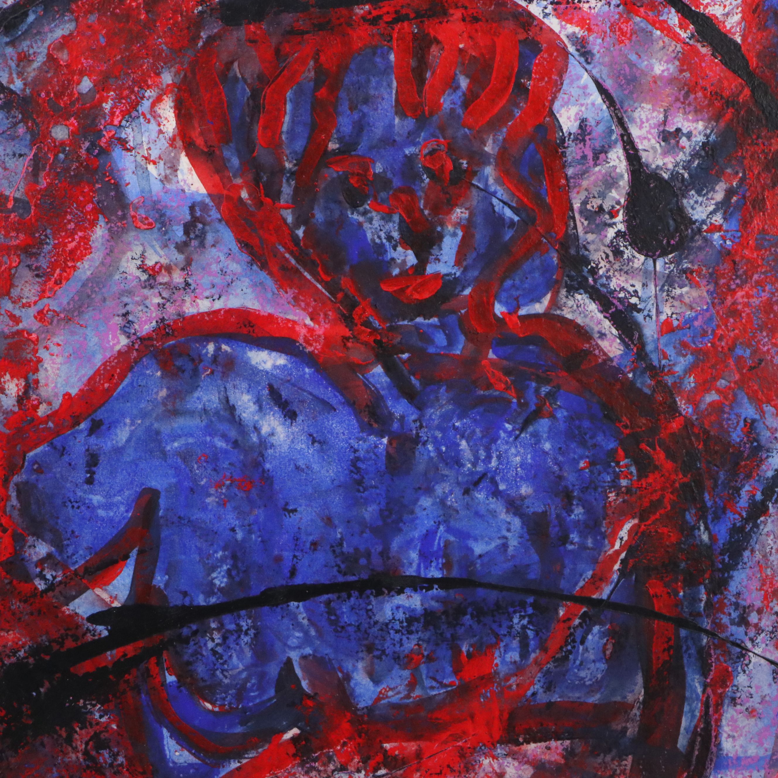 Lois Walker Acrylic Painting "Blue Model, Red Aura, & Payne Gray," 2000