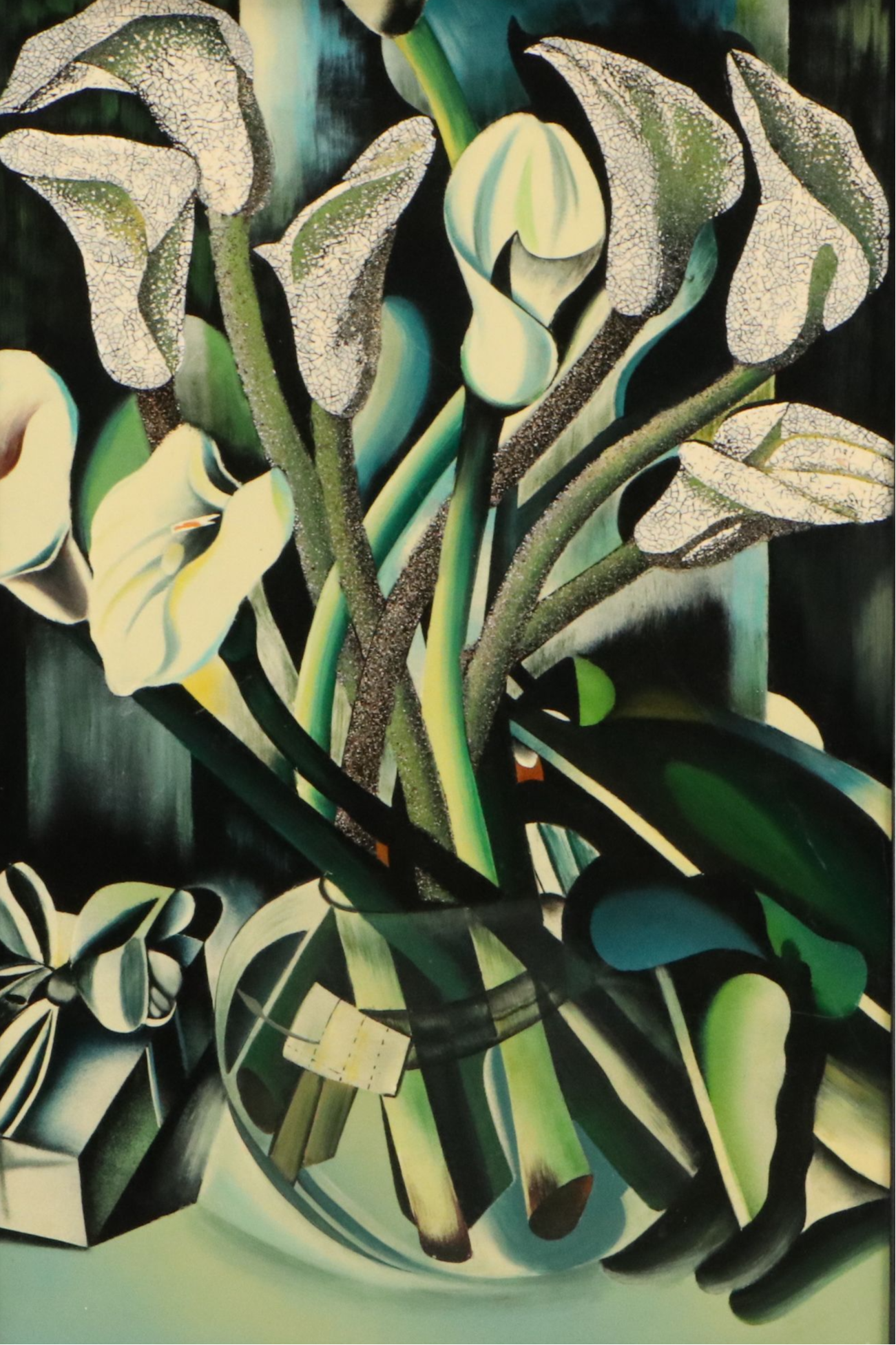 Art Deco Eggshell Lacquer Plaque After Tamara de Lempicka's "Calla Lillies"