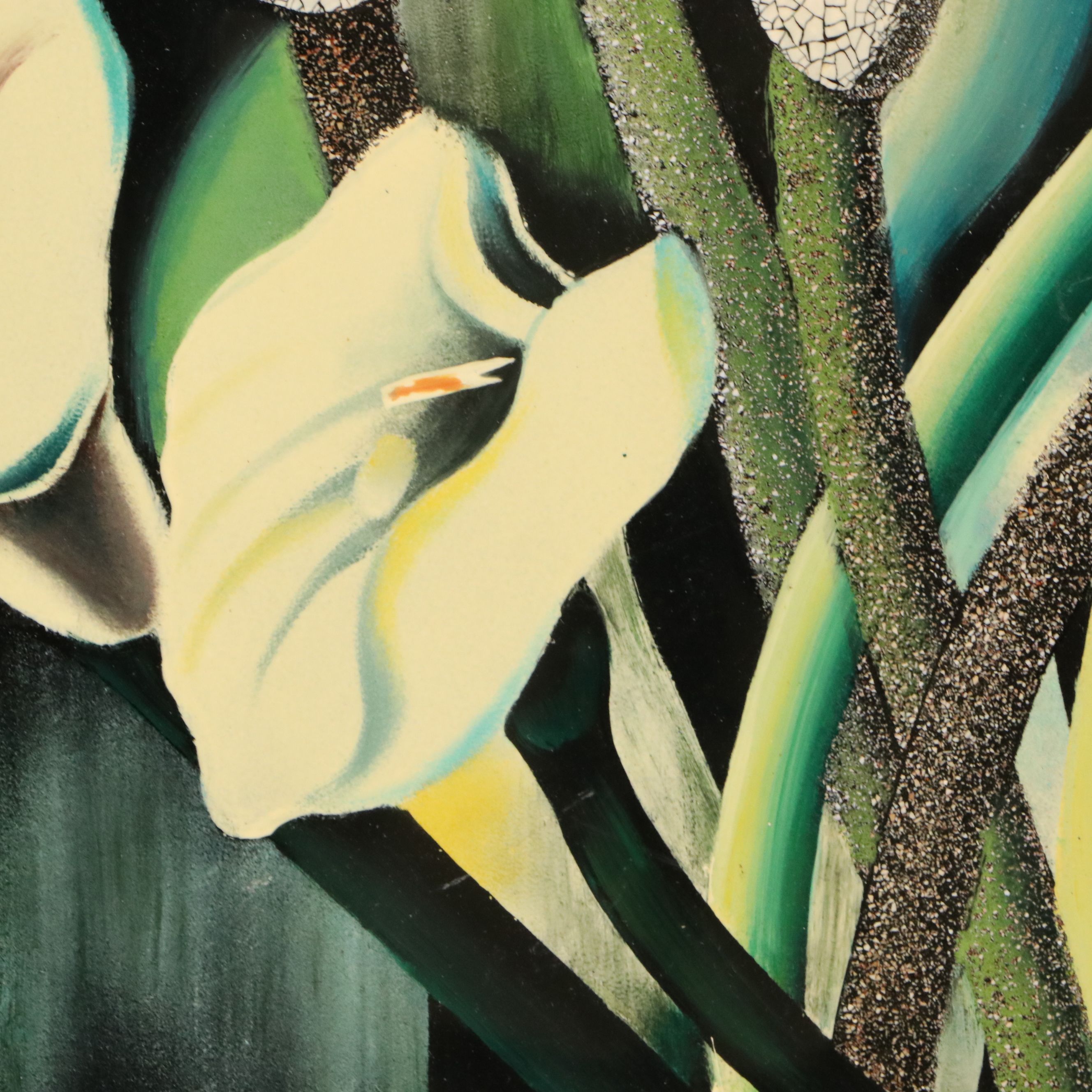 Art Deco Eggshell Lacquer Plaque After Tamara de Lempicka's "Calla Lillies"