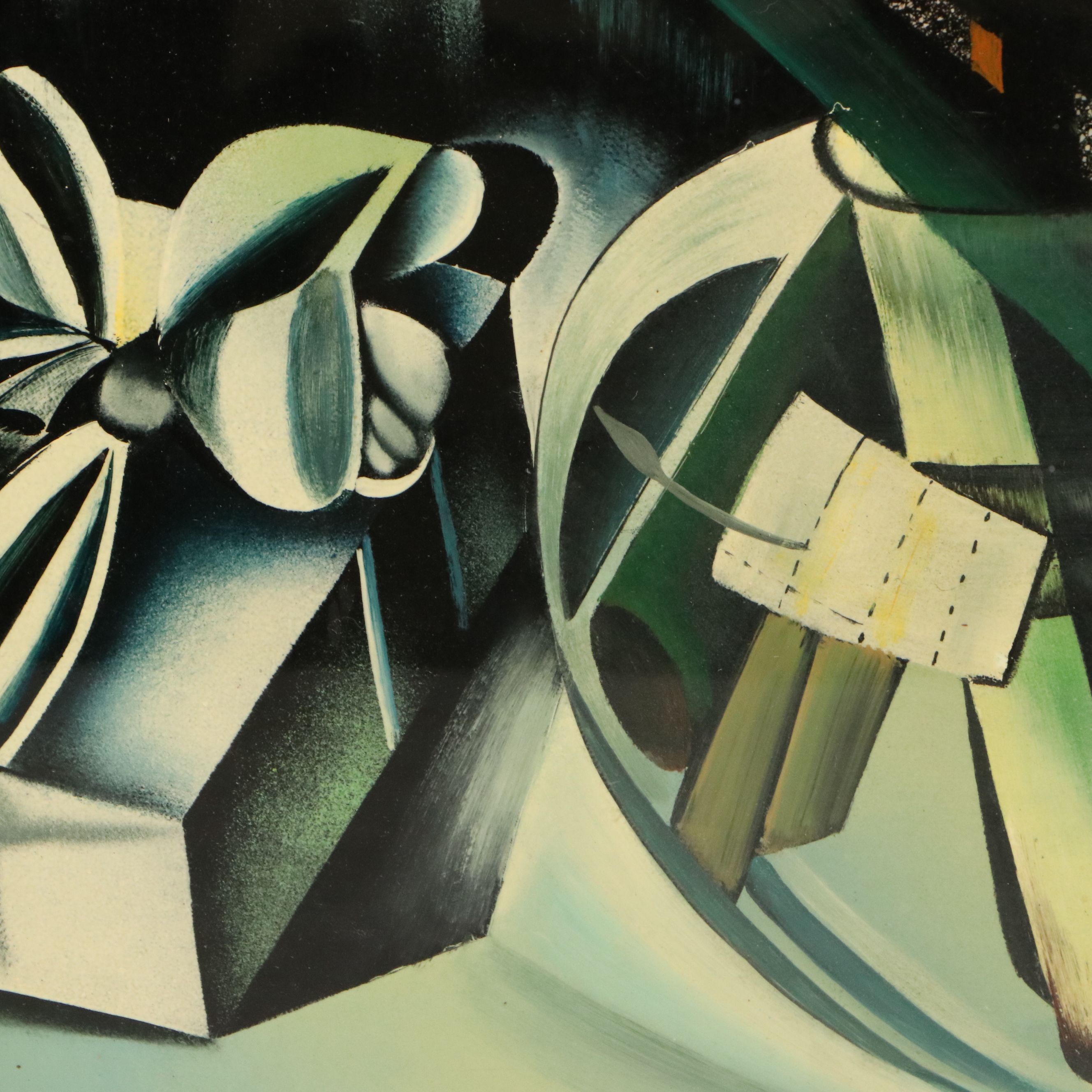 Art Deco Eggshell Lacquer Plaque After Tamara de Lempicka's "Calla Lillies"